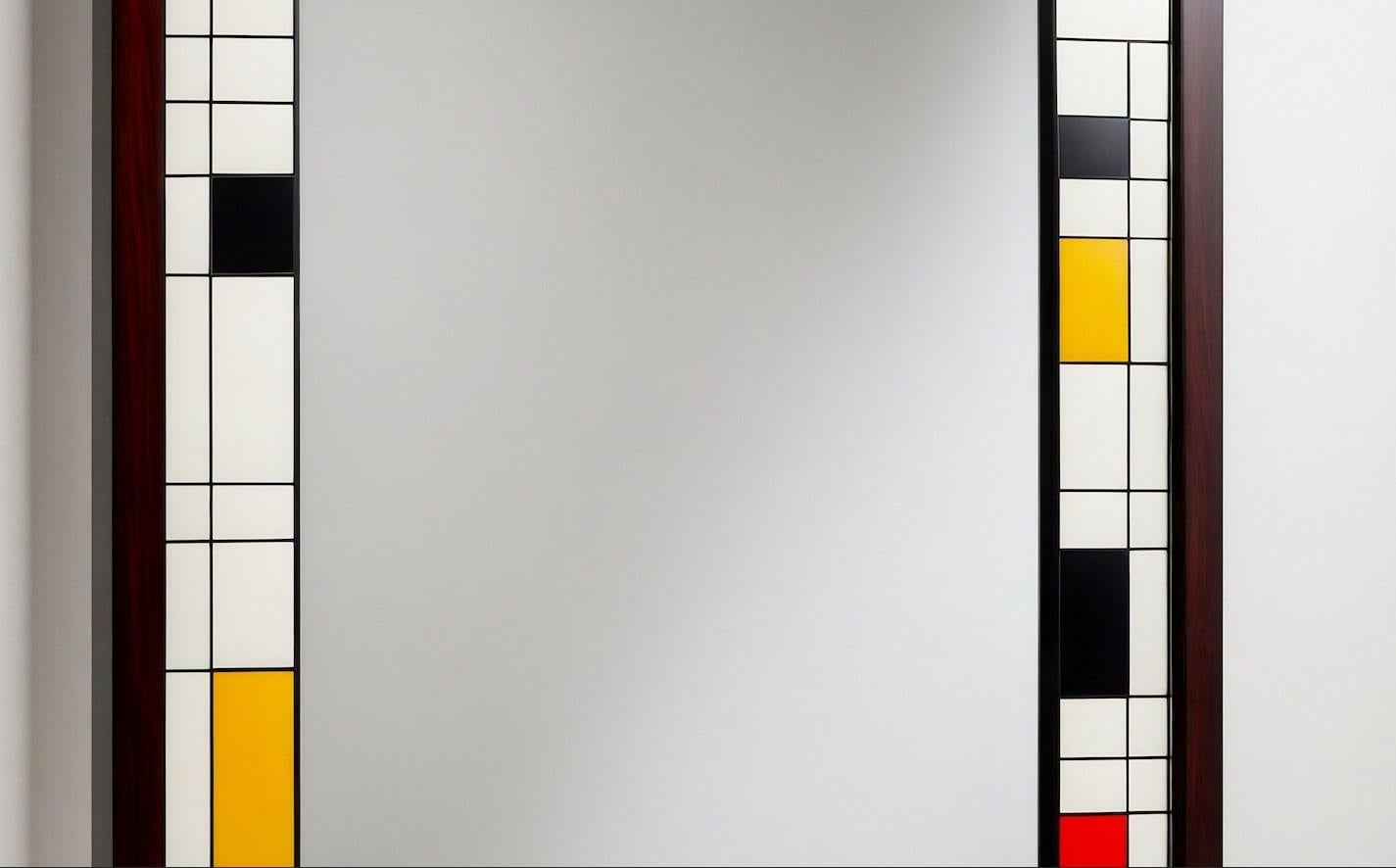 Miroir mural inspiré par De Stijl, fabriqué à la main par Artisanal Neuf - En vente à New York, NY