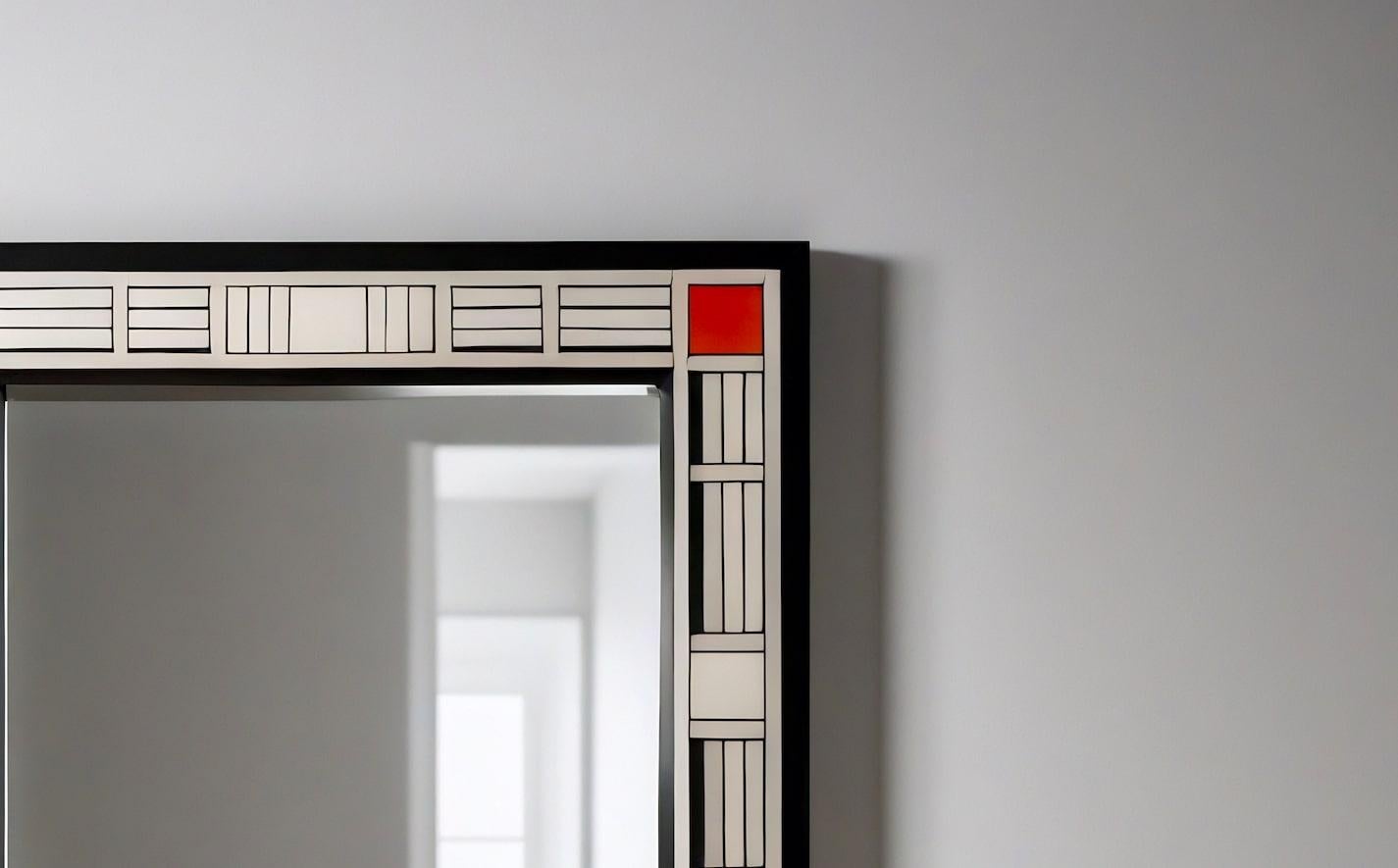 Miroir mural inspiré par De Stijl, fabriqué à la main par Artisanal Neuf - En vente à New York, NY