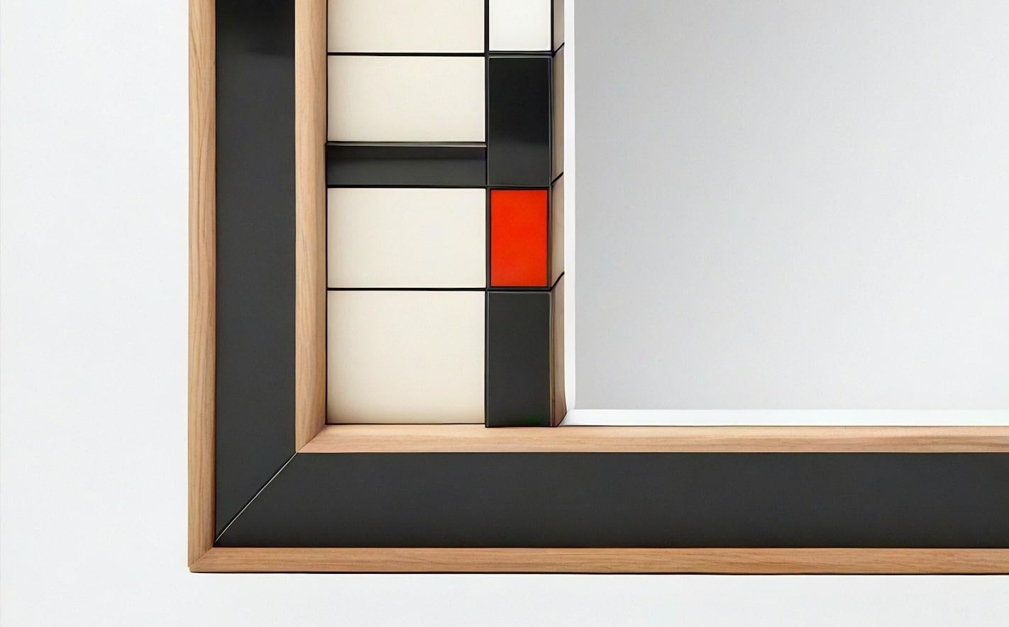 Contemporary DS Wall Mirror Inspired by De Stijl, Handcrafted by Artisanal For Sale