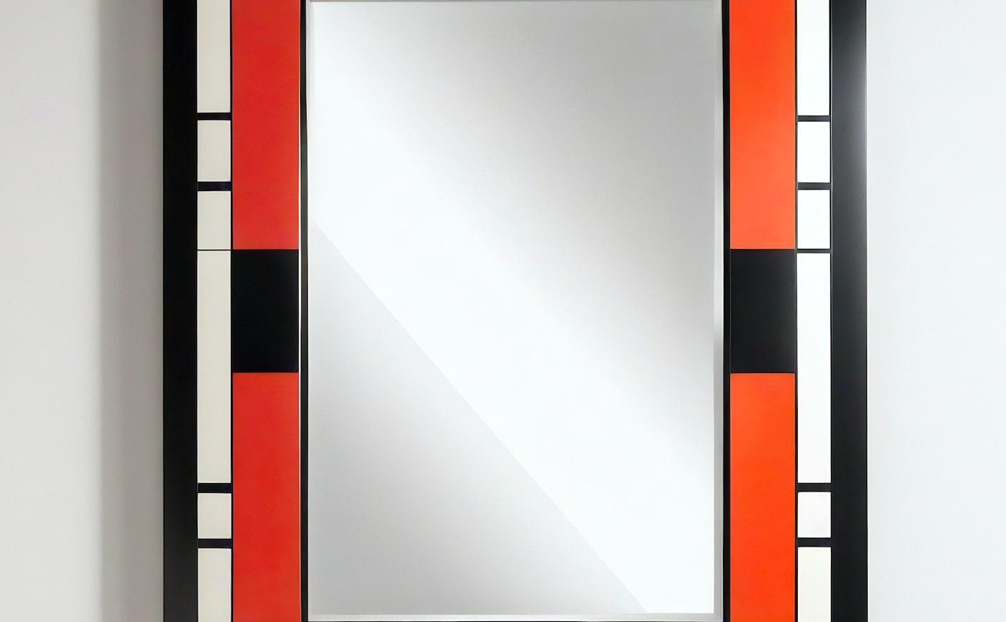XXIe siècle et contemporain Miroir mural inspiré par De Stijl, fabriqué à la main par Artisanal en vente