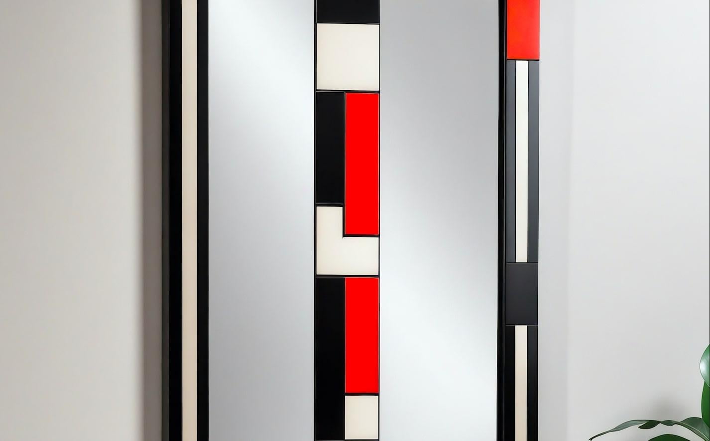 XXIe siècle et contemporain Miroir mural inspiré par De Stijl, fabriqué à la main par Artisanal en vente