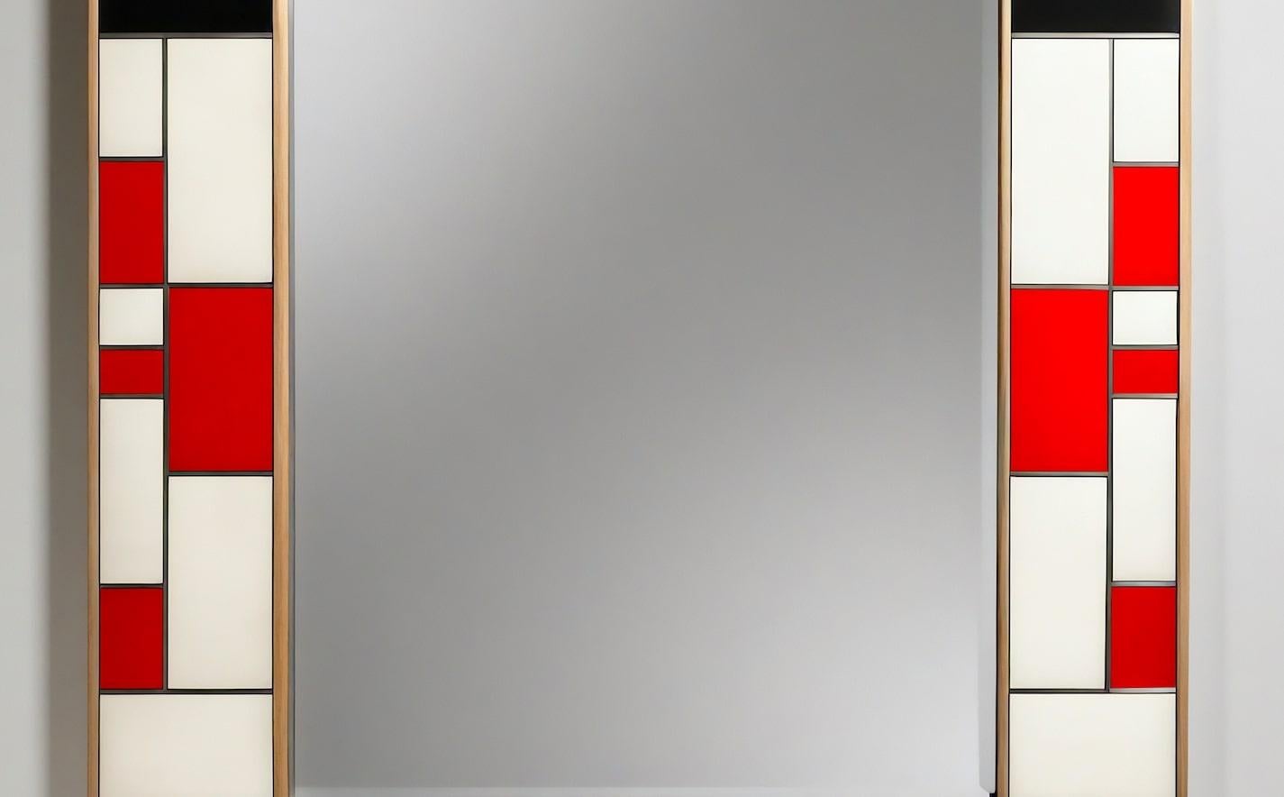 XXIe siècle et contemporain Miroir mural inspiré par De Stijl, fabriqué à la main par Artisanal en vente