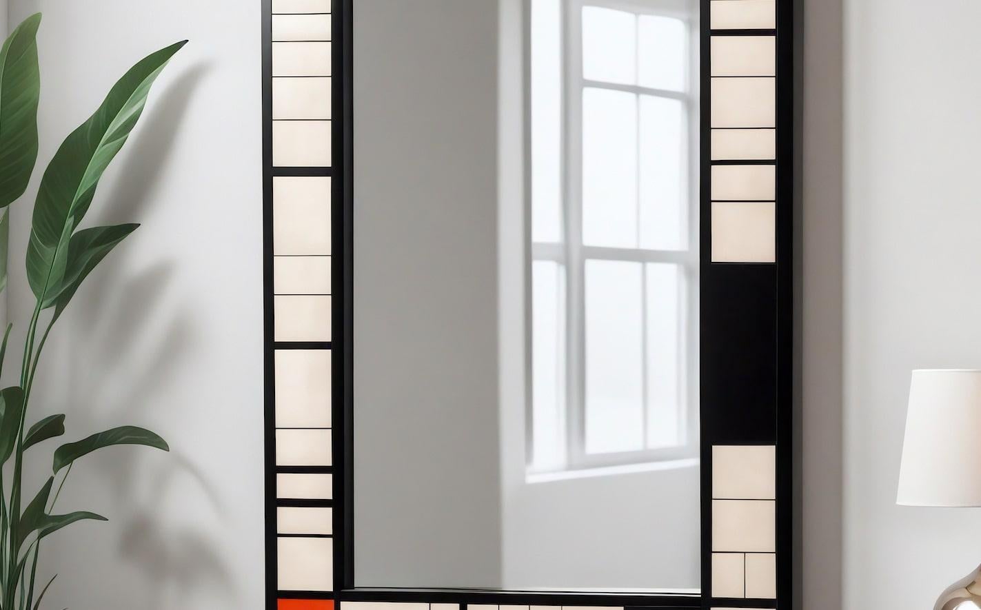 XXIe siècle et contemporain Miroir mural inspiré par De Stijl, fabriqué à la main par Artisanal en vente