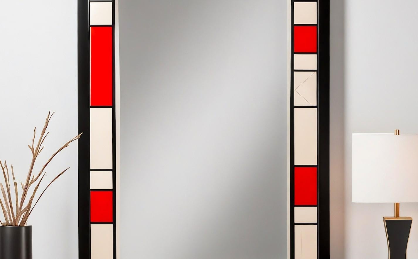 XXIe siècle et contemporain Miroir mural inspiré par De Stijl, fabriqué à la main par Artisanal en vente