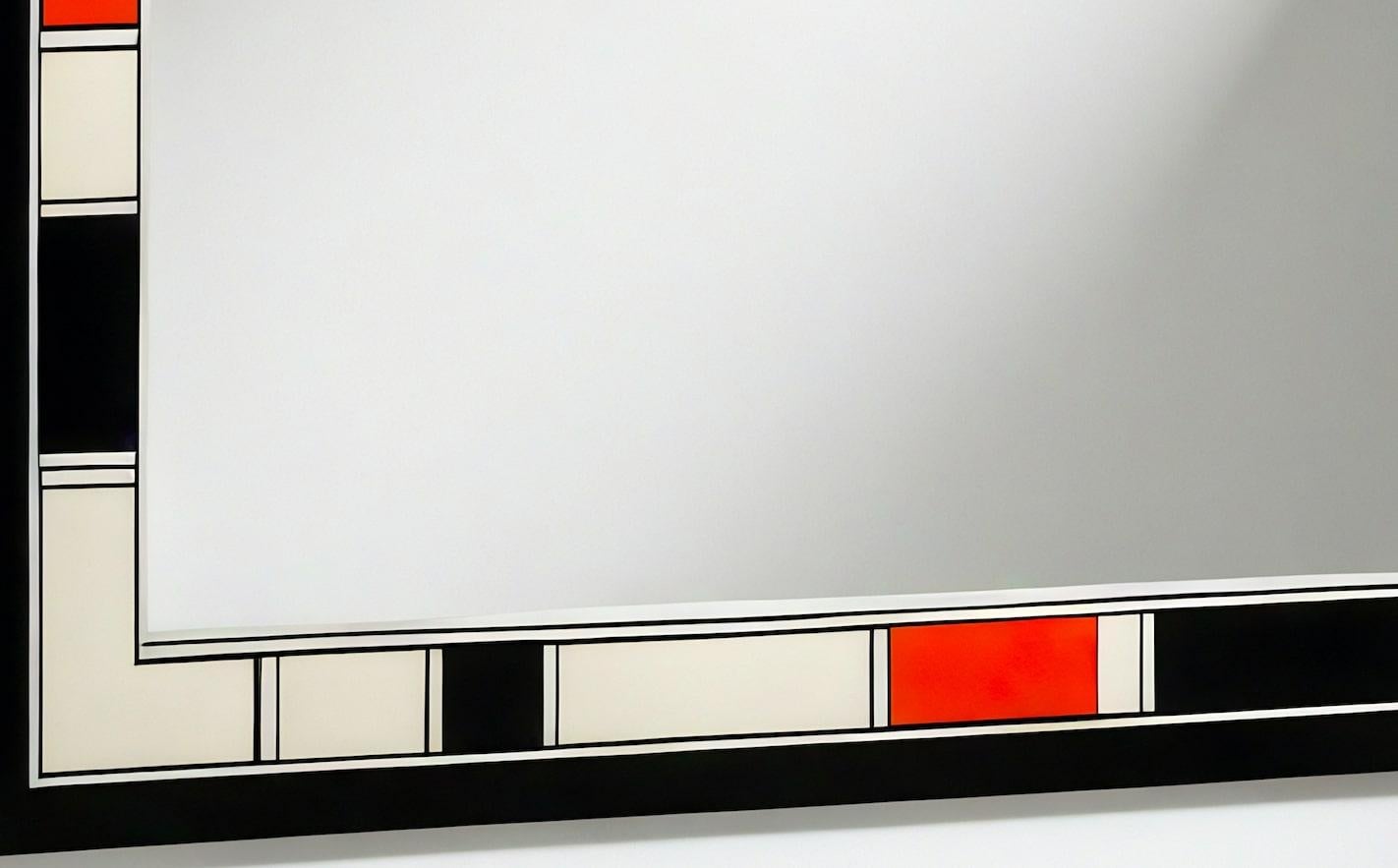 Bois Miroir mural inspiré par De Stijl, fabriqué à la main par Artisanal en vente