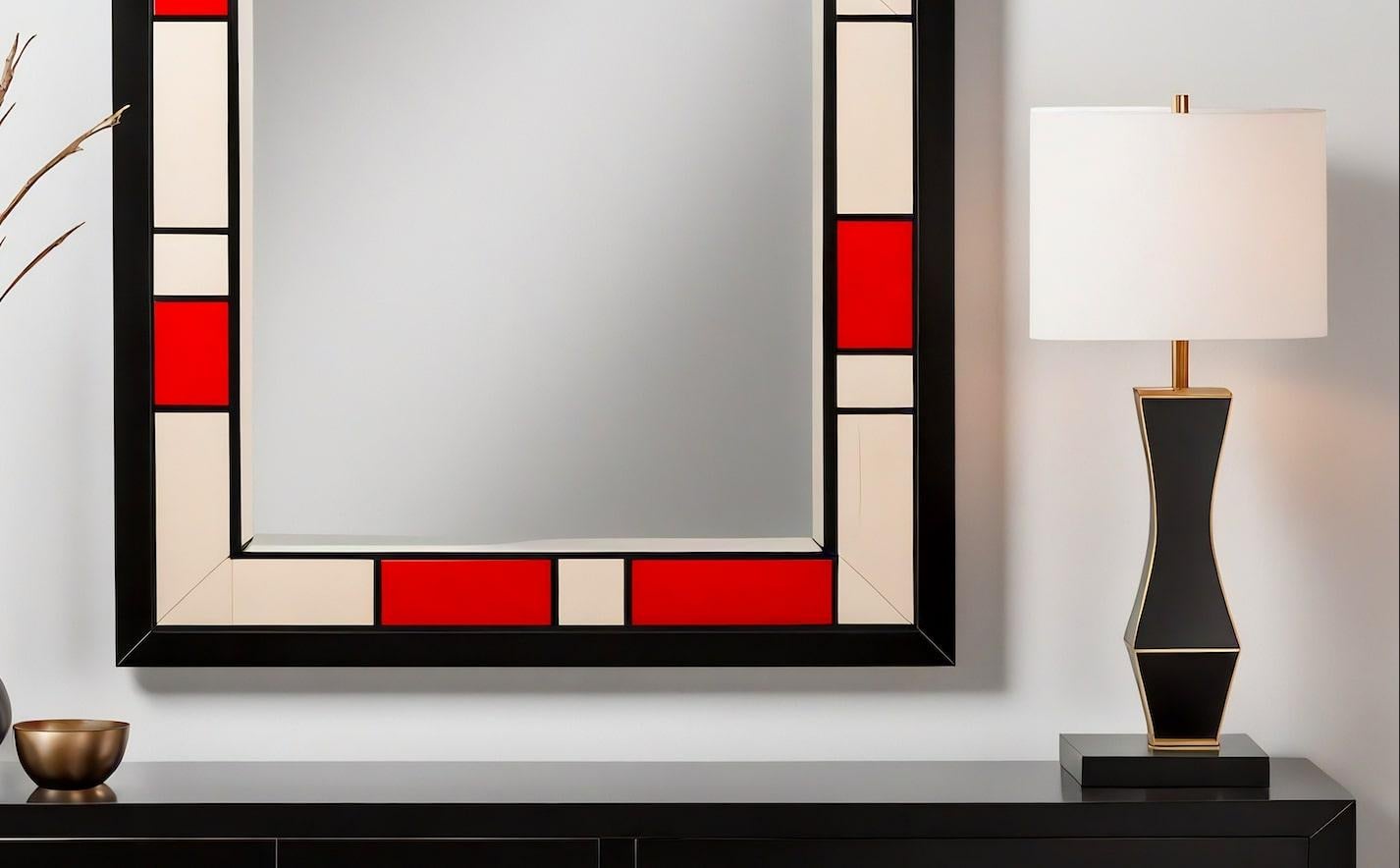 Résine Miroir mural inspiré par De Stijl, fabriqué à la main par Artisanal en vente
