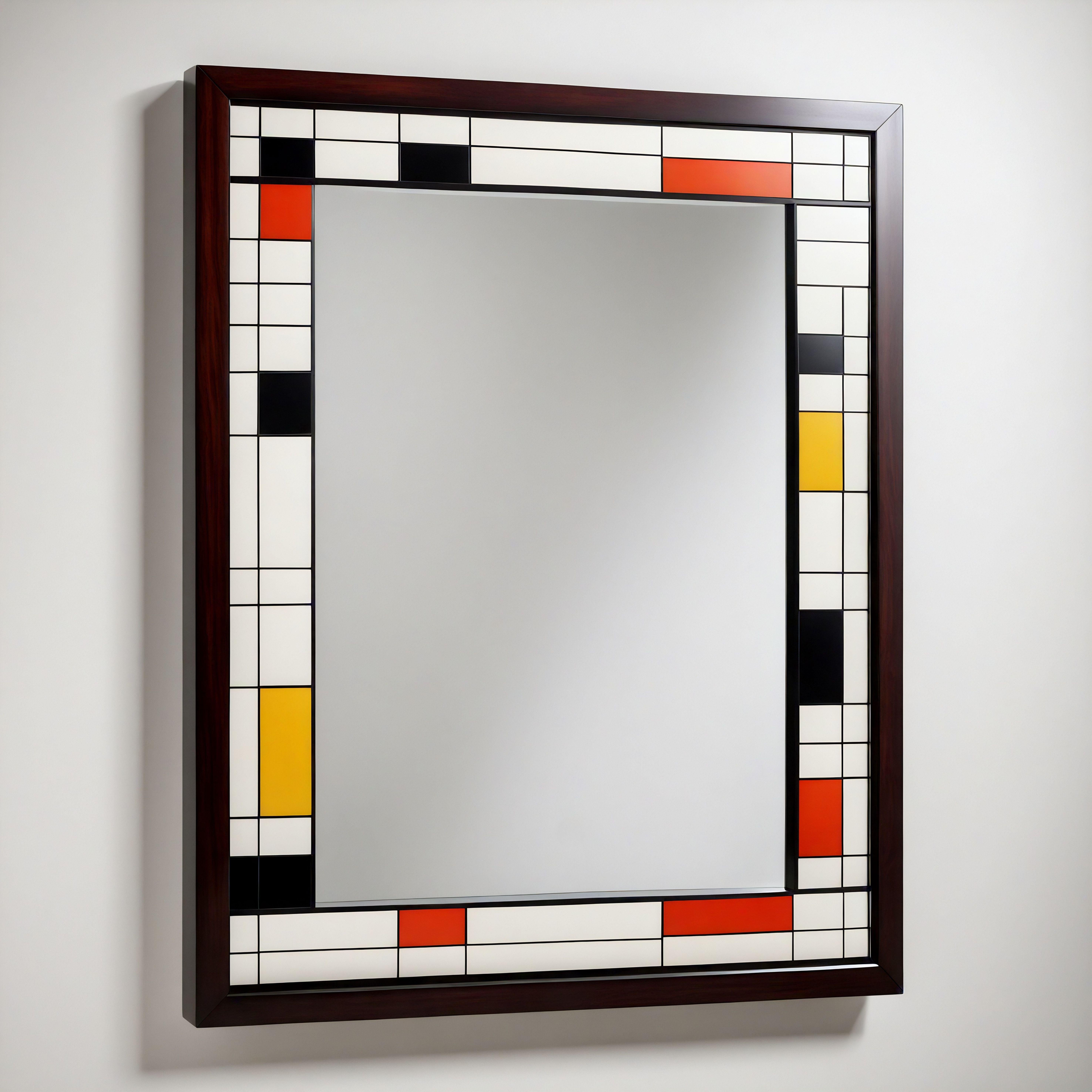 Résine Miroir mural inspiré par De Stijl, fabriqué à la main par Artisanal en vente