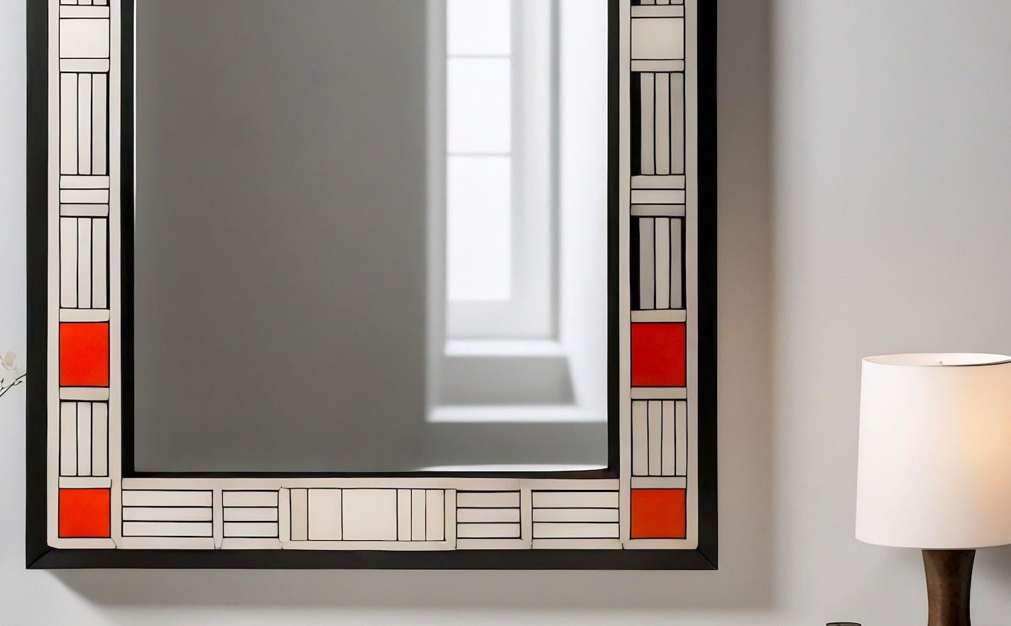Résine Miroir mural inspiré par De Stijl, fabriqué à la main par Artisanal en vente