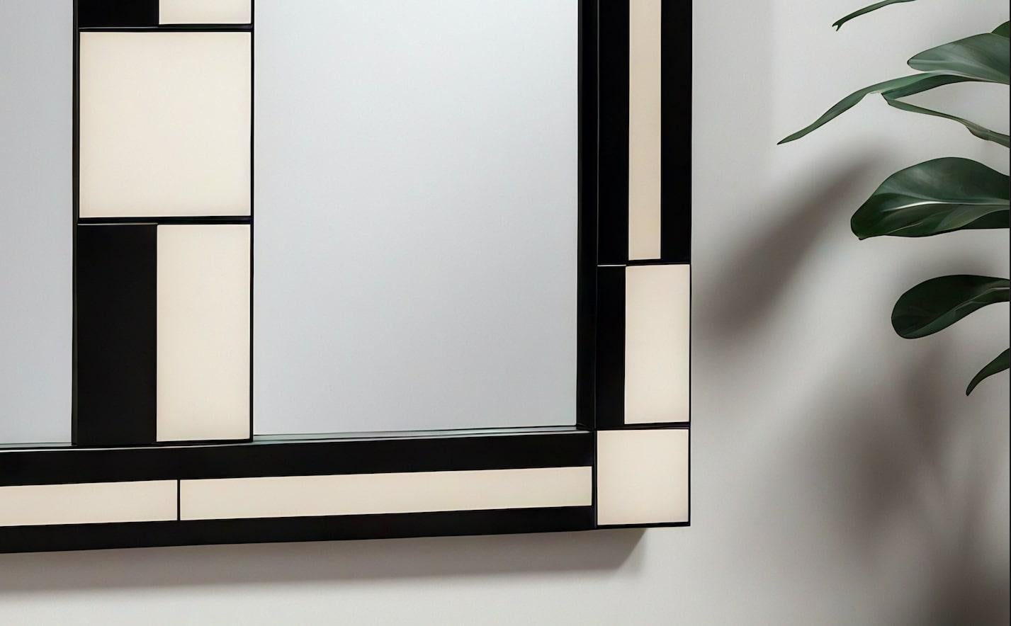 Miroir mural inspiré par De Stijl, fabriqué à la main par Artisanal en vente 1