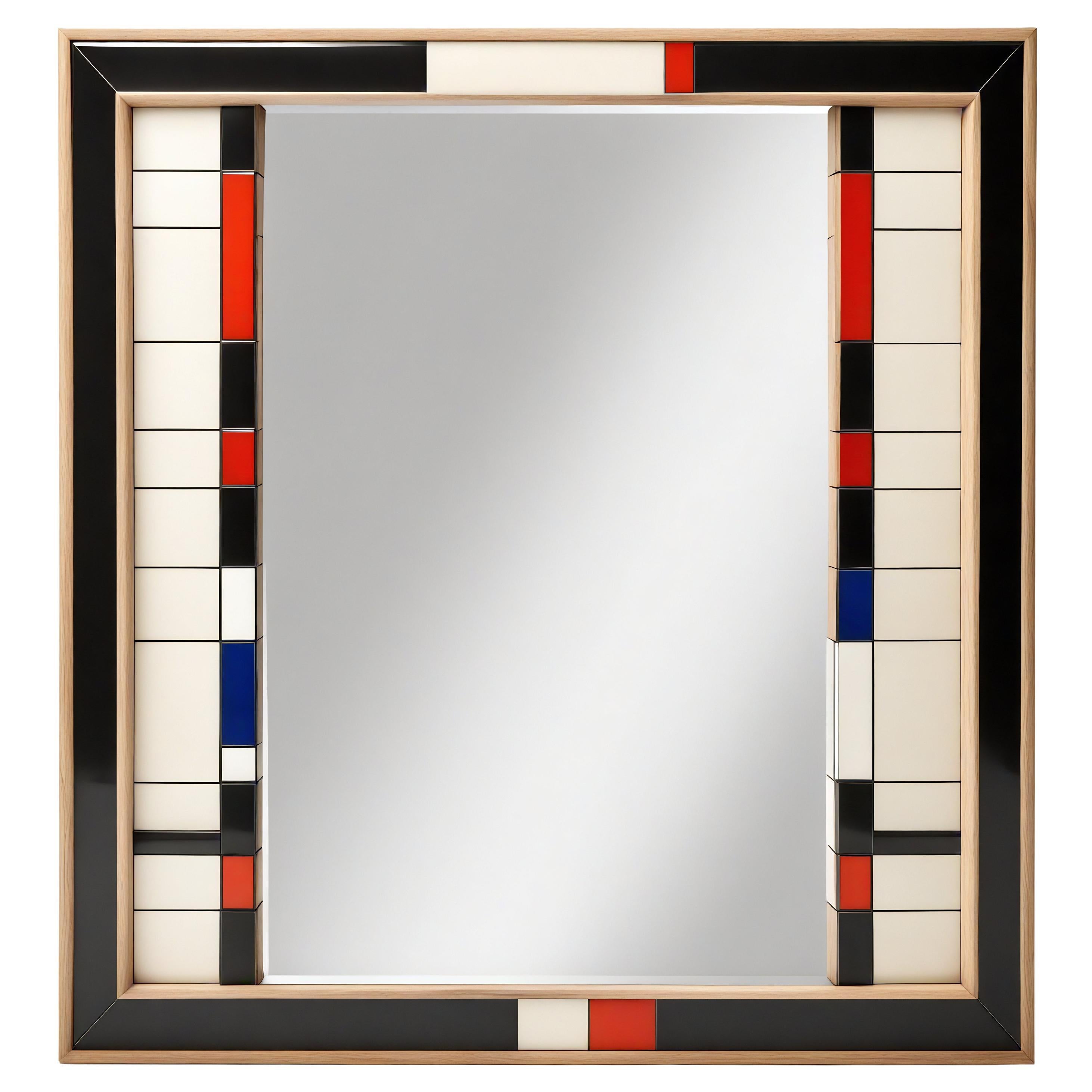 DS Wall Mirror Inspired by De Stijl, Handcrafted by Artisanal For Sale