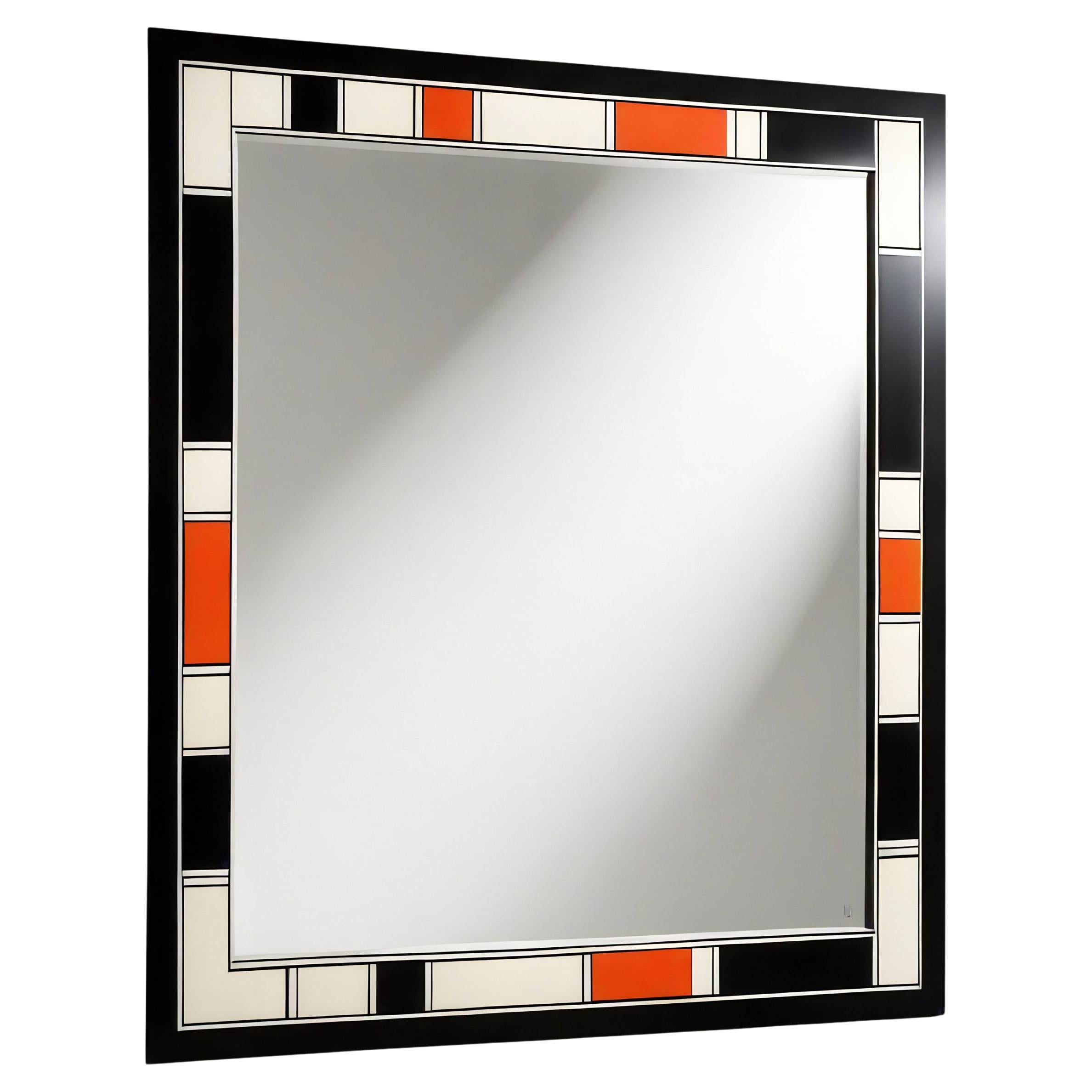 Specchio da parete DS ispirato a De Stijl, realizzato a mano da Artisanal