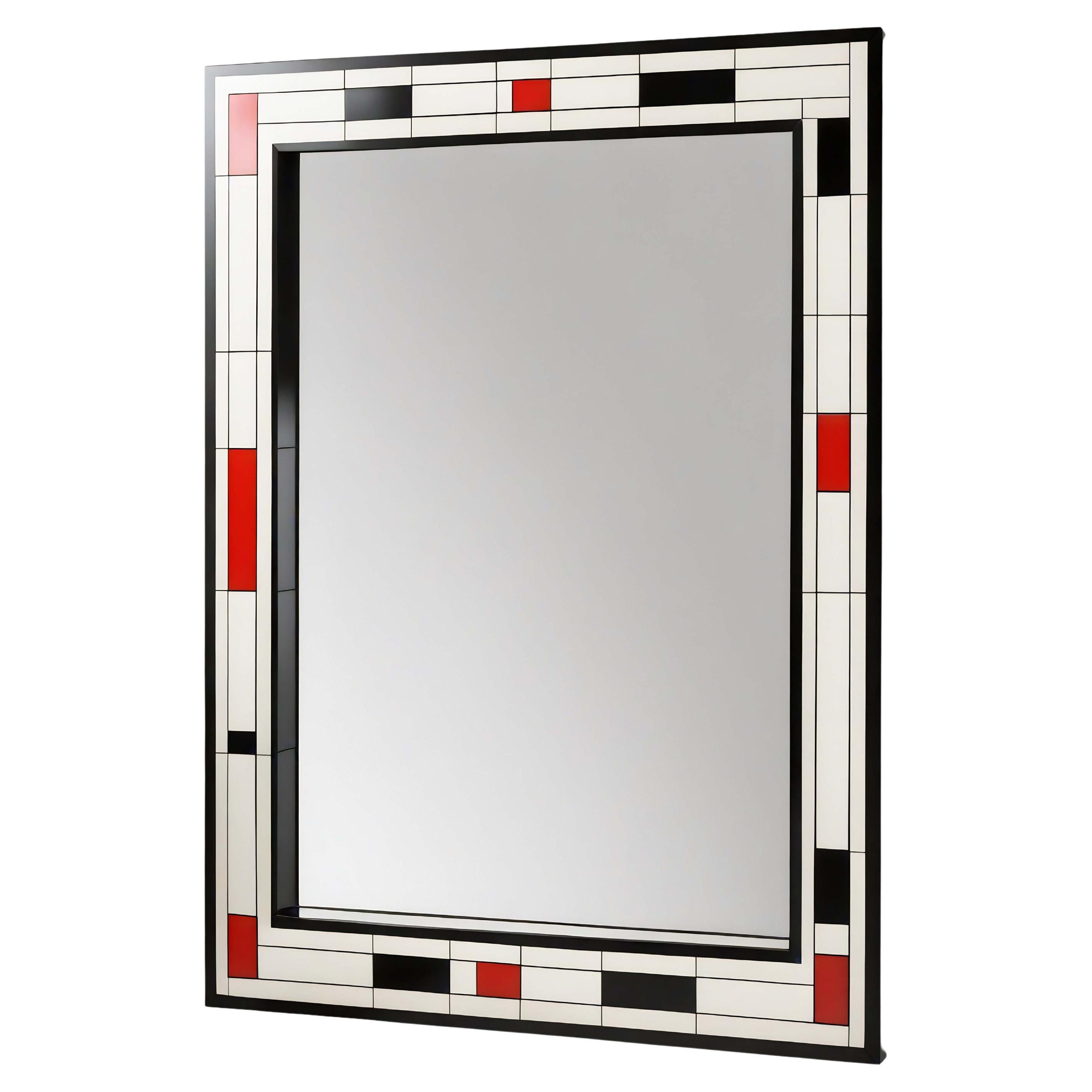 Specchio da parete DS ispirato a De Stijl, realizzato a mano da Artisanal