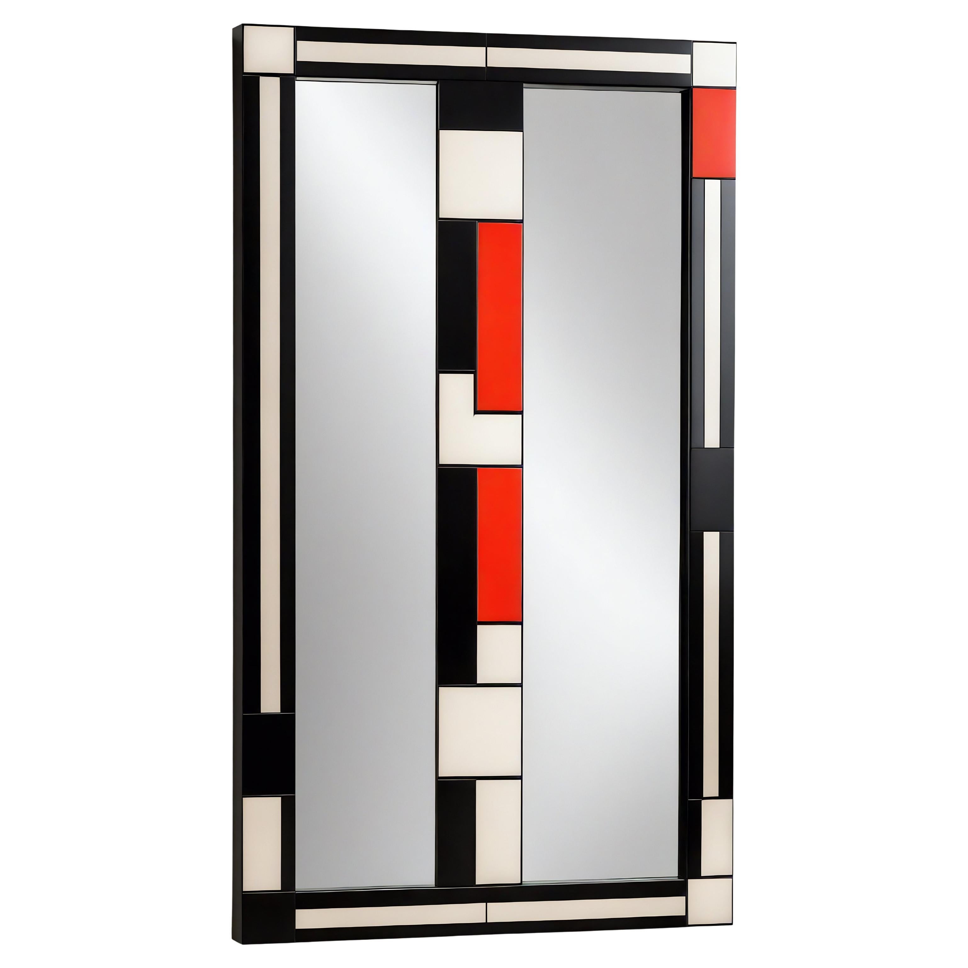 Miroir mural inspiré par De Stijl, fabriqué à la main par Artisanal