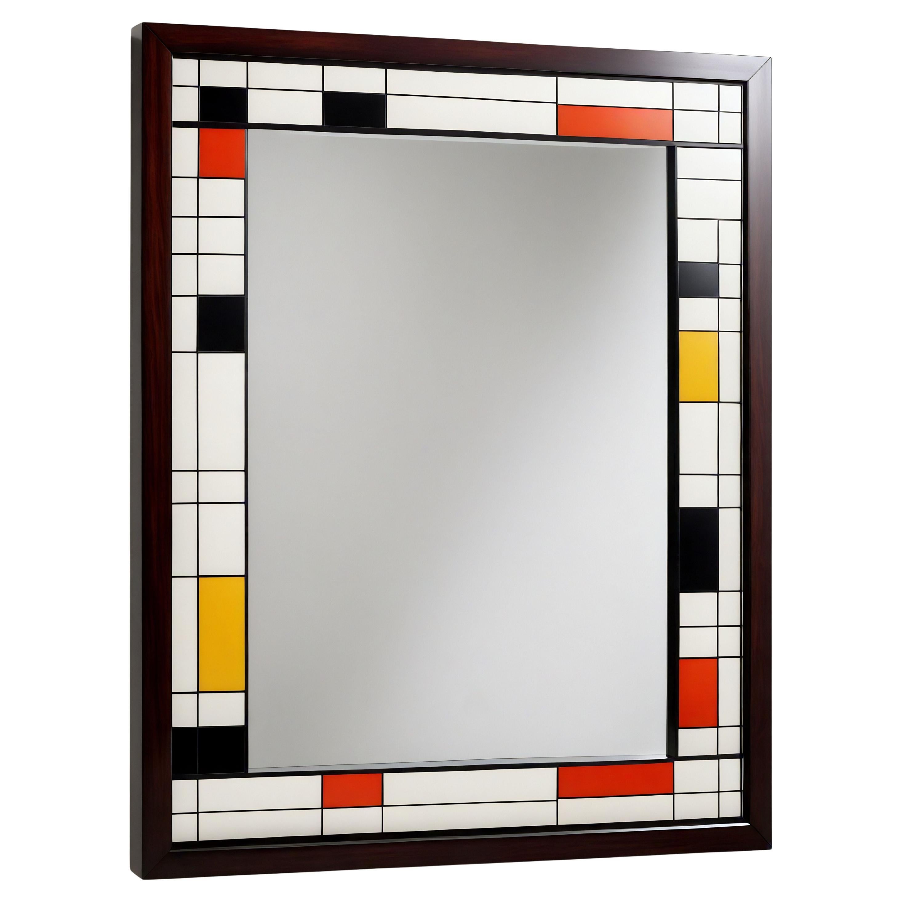 Miroir mural inspiré par De Stijl, fabriqué à la main par Artisanal