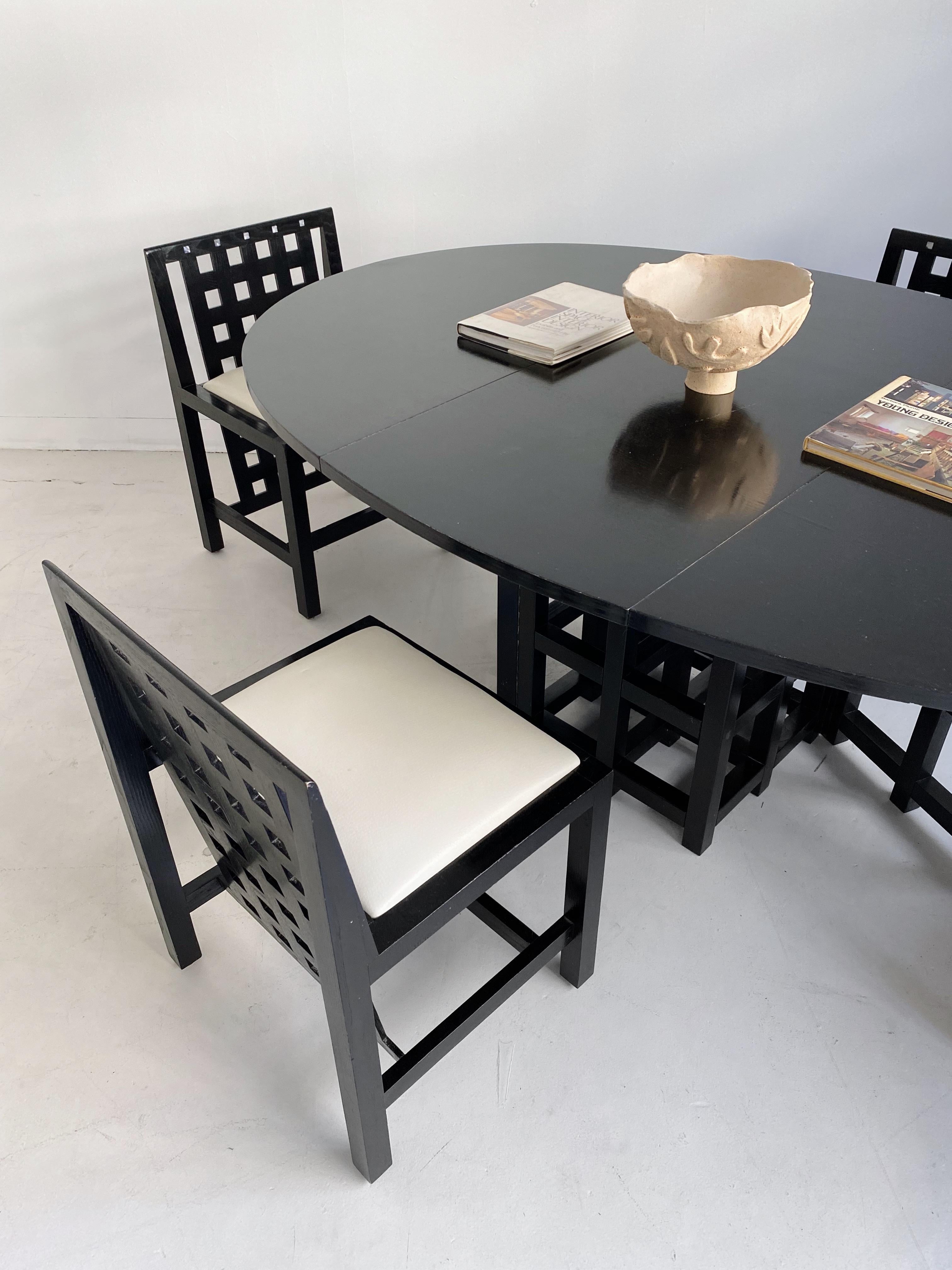 Arts and Crafts DS1 Table & 4 DS3 Chairs Dining Set by Charles Rennie Mackintosh for Cassina