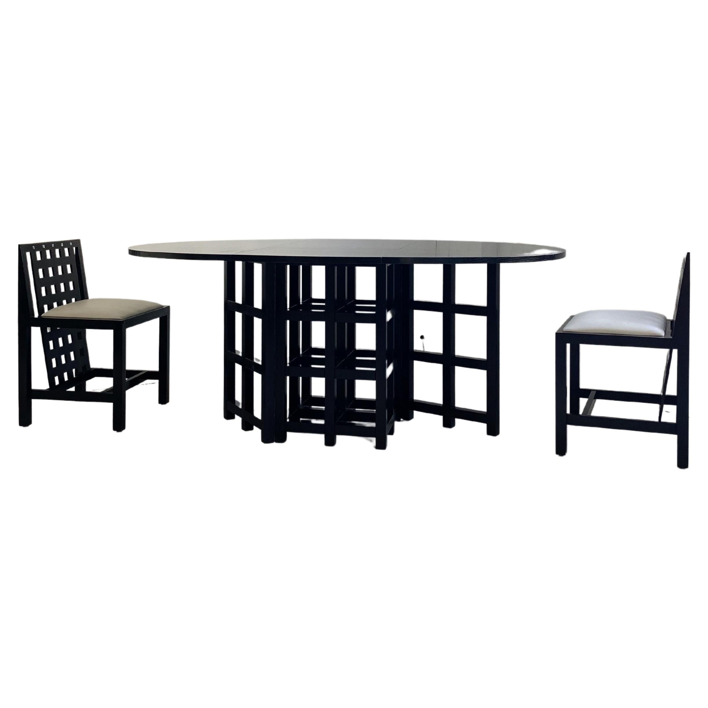DS1 Table & 4 DS3 Chairs Dining Set by Charles Rennie Mackintosh for Cassina