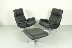 DS231 James Bond highback swivel chairs and matching ottoman by de Sede Switzerl