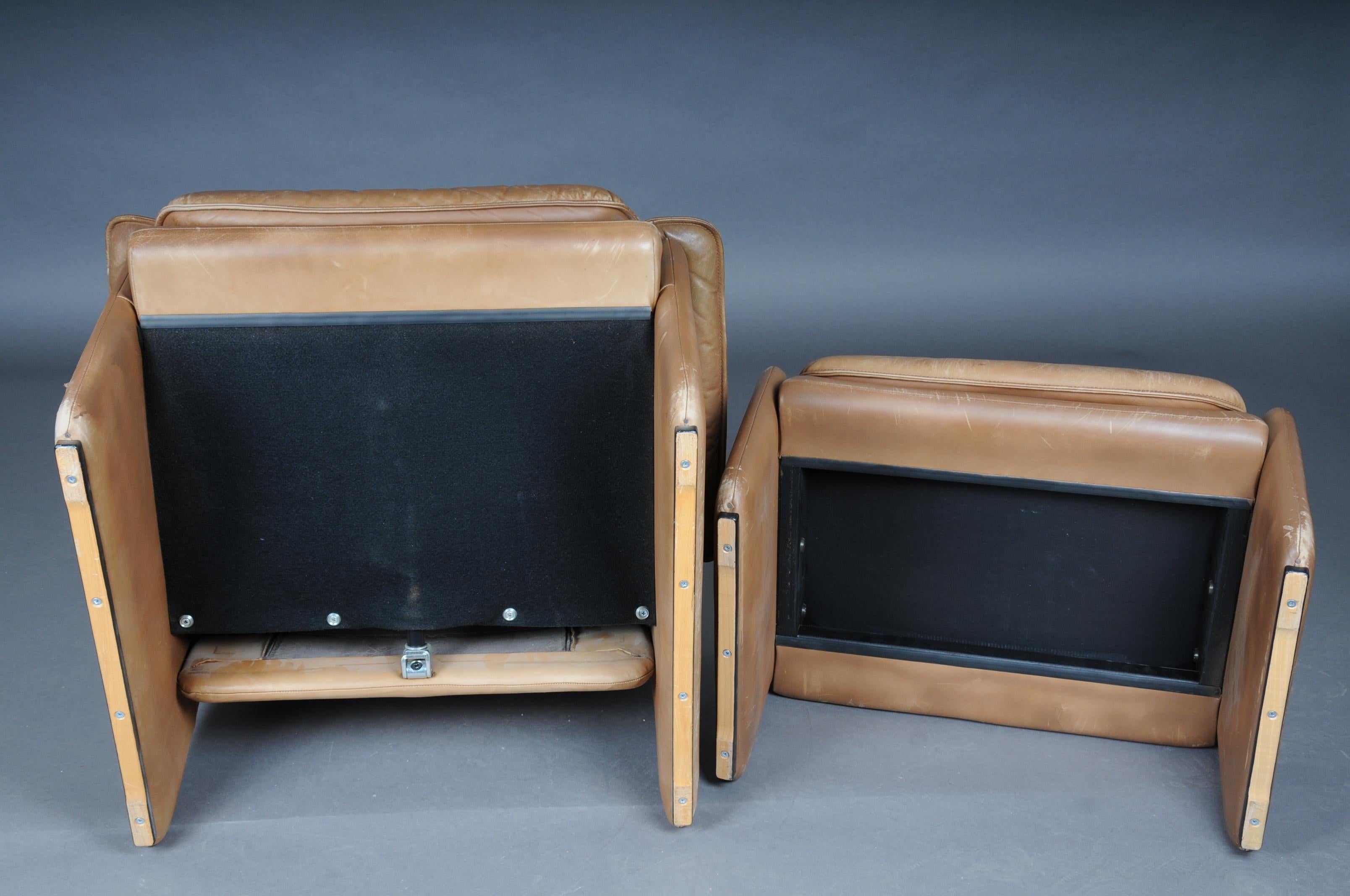 Ds50 De Sede Lounge Chair Set, Switzerland, 1970s, Leather Brown / Beige For Sale 9