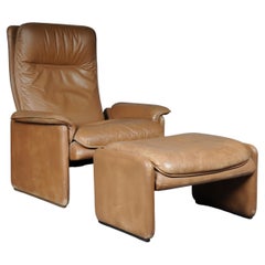 Ds50 De Sede Lounge Chair Set, Switzerland, 1970s, Leather Brown / Beige