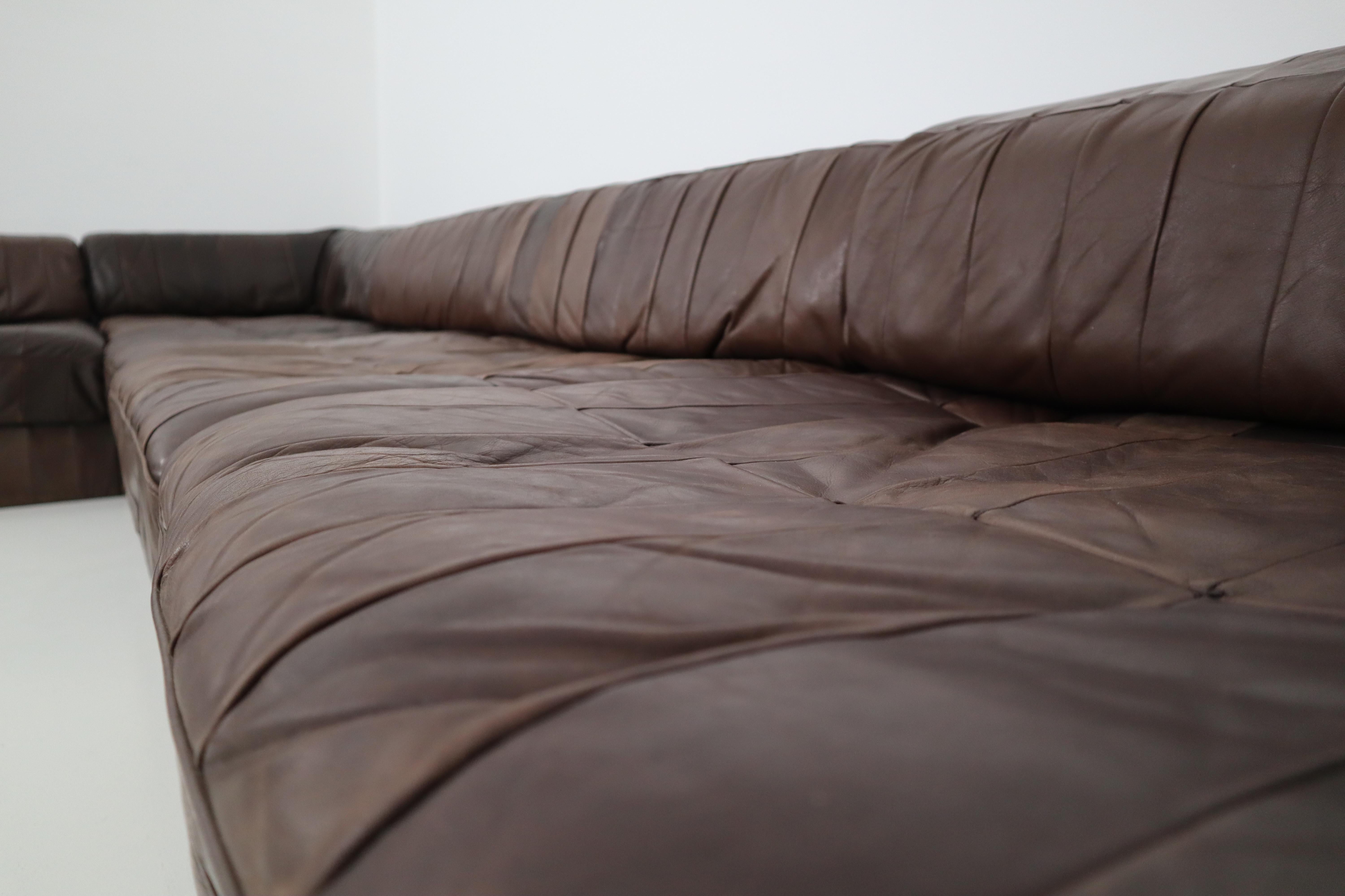 DS88 Modular Brown-Cognac Leather Patchwork Sofa for De Sede, Switzerland 4
