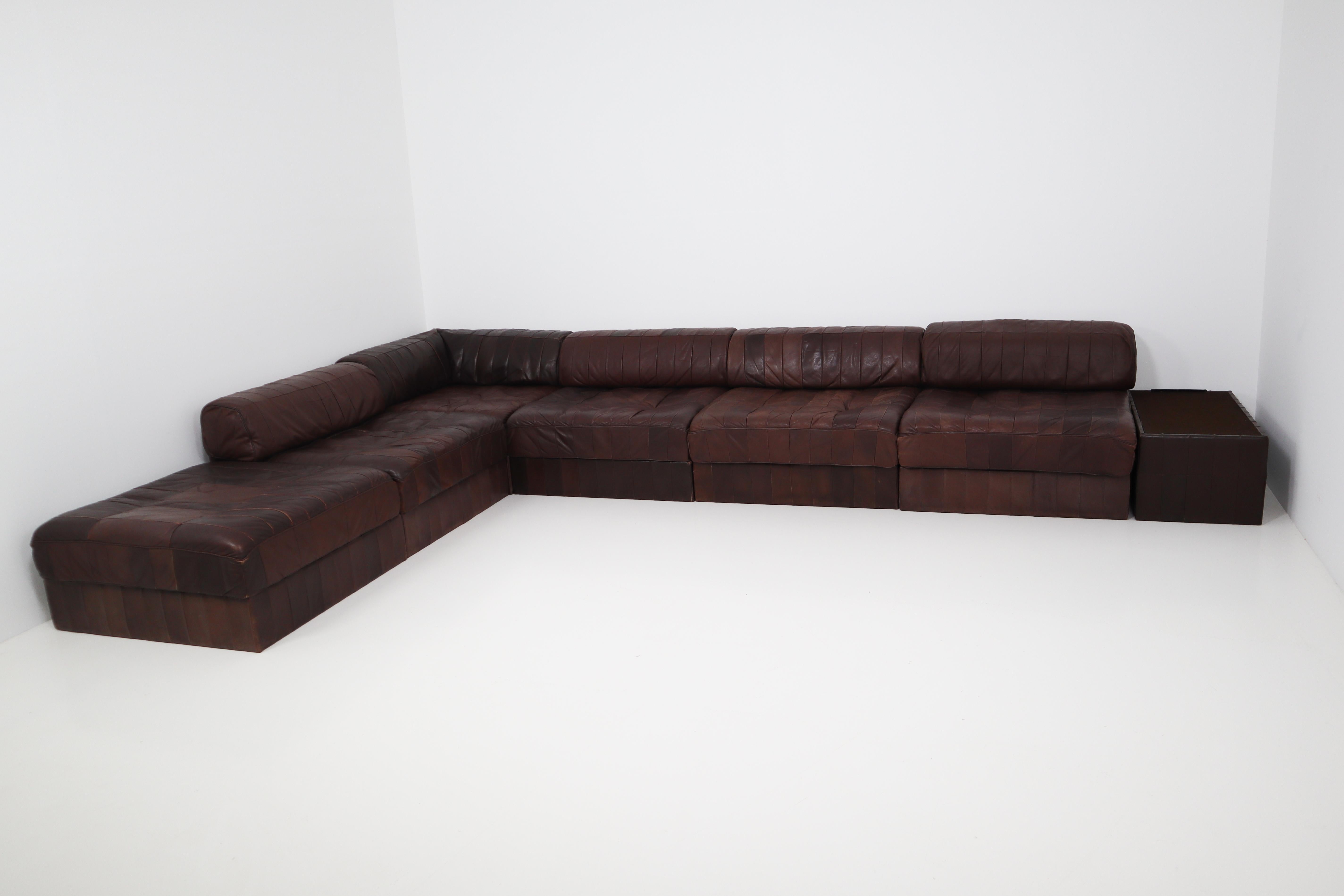 DS88 Modular Brown-Cognac Leather Patchwork Sofa for De Sede, Switzerland In Good Condition In Almelo, NL