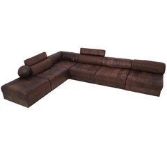 Vintage DS88 Modular Brown-Cognac Leather Patchwork Sofa for De Sede, Switzerland