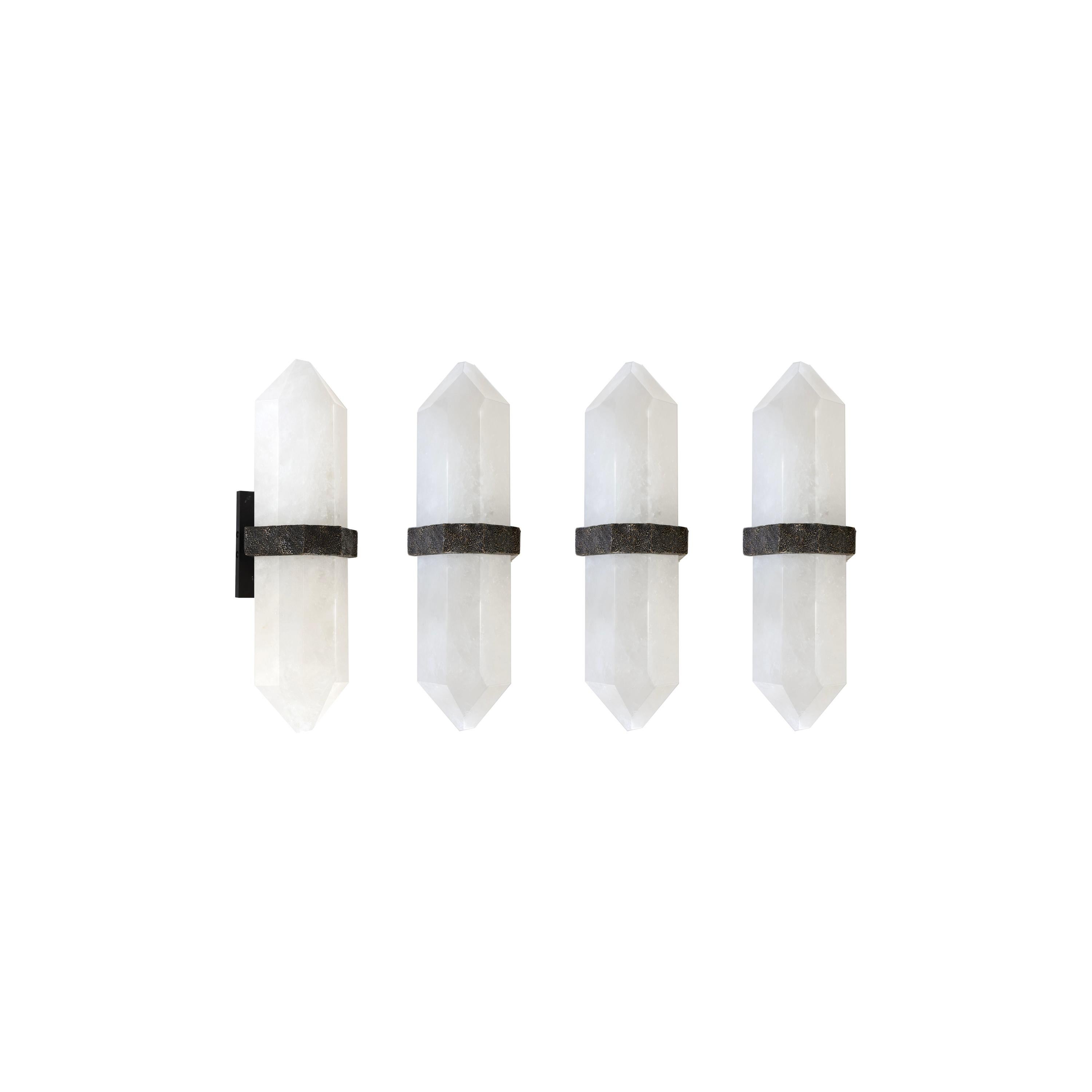 Group of Four DSH Rock Crystal Sconces by Phoenix For Sale