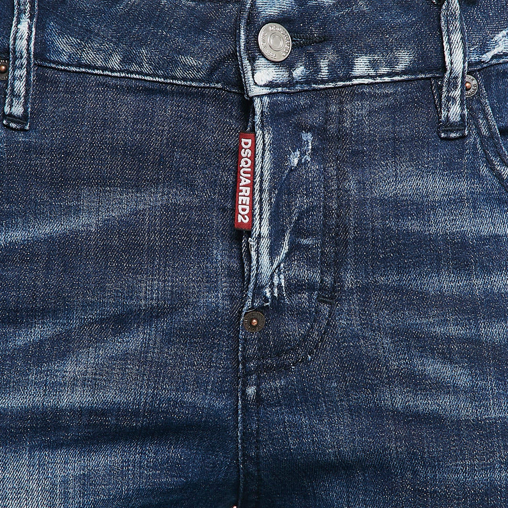 Dsqaured2 Blau gewaschene Denim Cool Girl Cropped Jeans S Taille 32