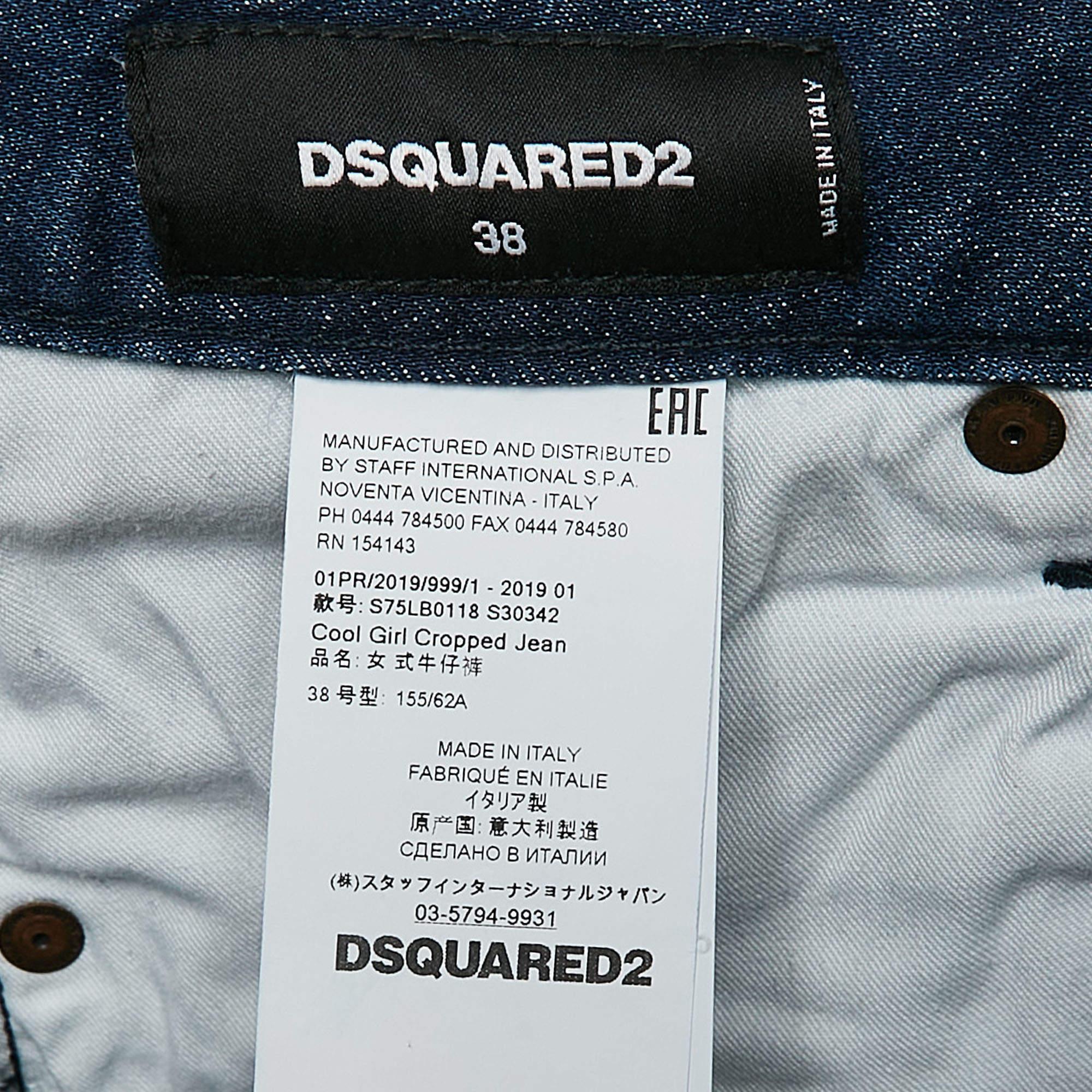 Dsqaured2 Blau gewaschene Denim Cool Girl Cropped Jeans S Taille 32