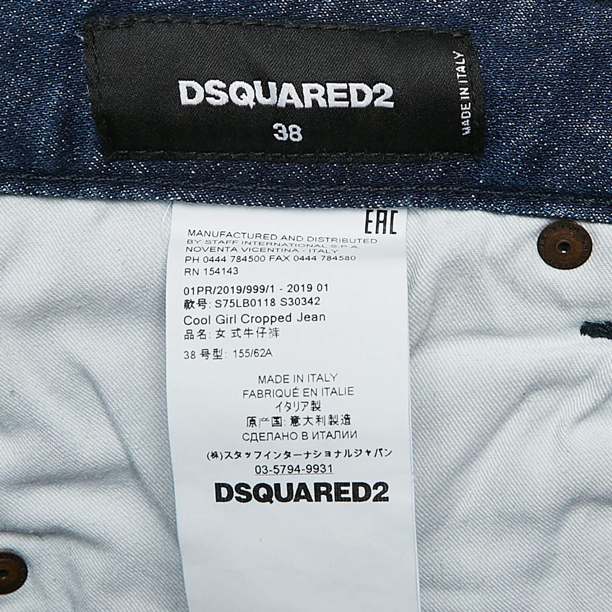 Dsqaured2 Blau gewaschene Denim Cool Girl Cropped Jeans S Taille 32