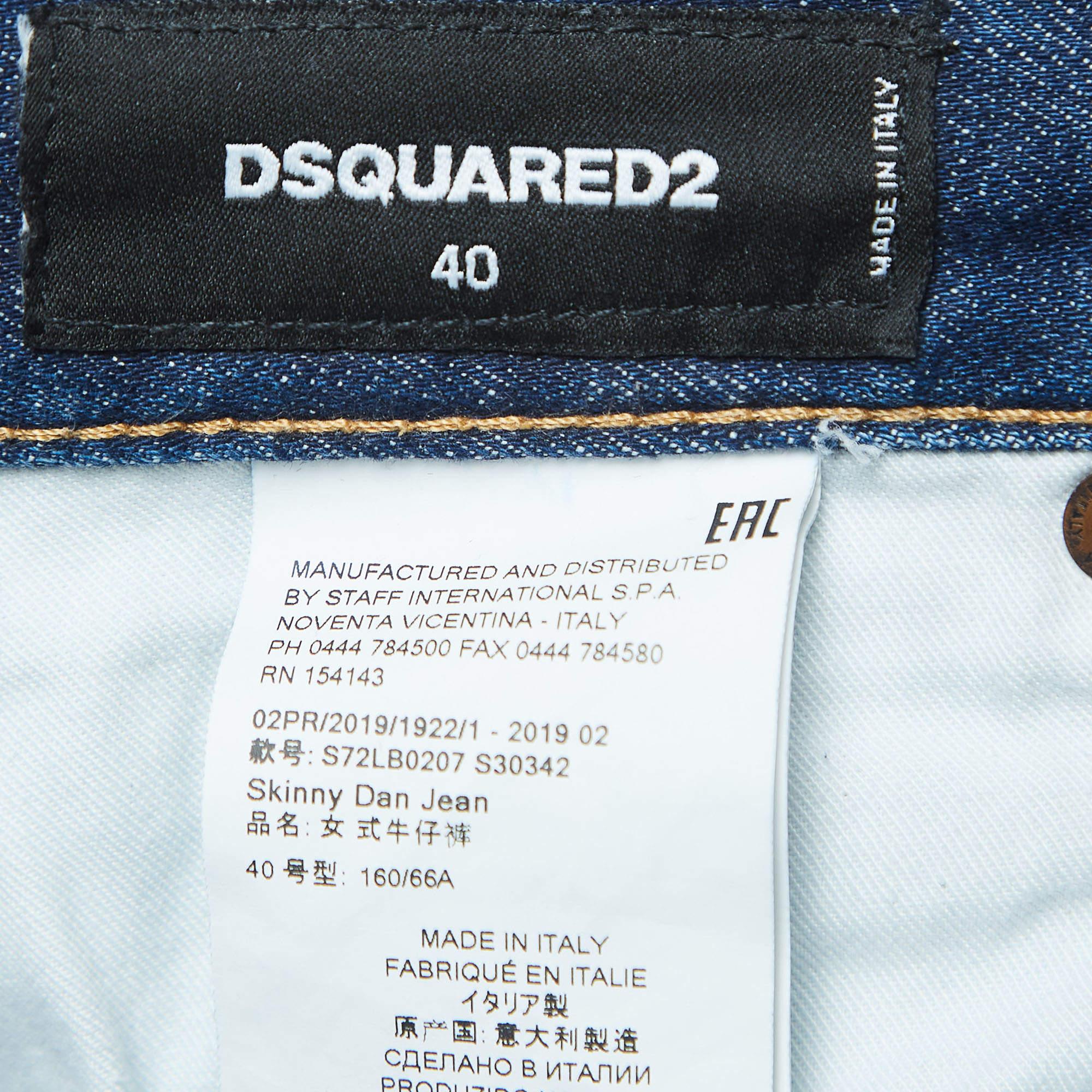 Donna Dsqaured2 Denim Skinny Dan Blue Distressed S in vendita