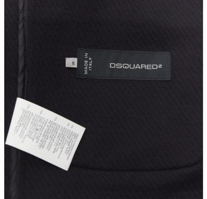 DSQUARED 2013 black mink fur collar leather trim cotton wool jacket S For Sale 6