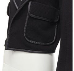 DSQUARED 2013 black mink fur collar leather trim cotton wool jacket S