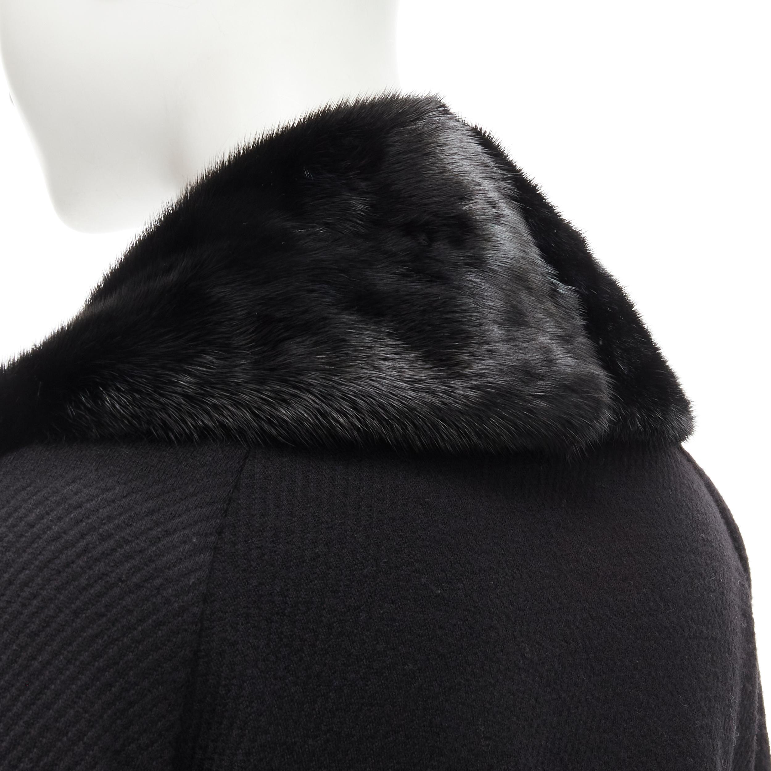DSQUARED 2013 black mink fur collar leather trim cotton wool jacket S For Sale 3