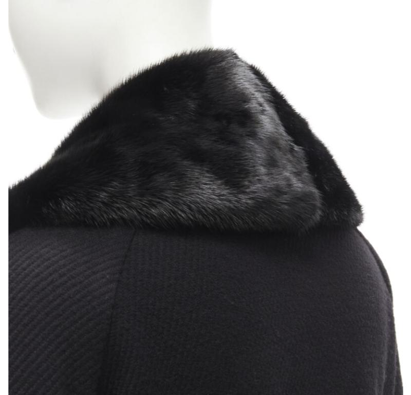 DSQUARED 2013 black mink fur collar leather trim cotton wool jacket S For Sale 4