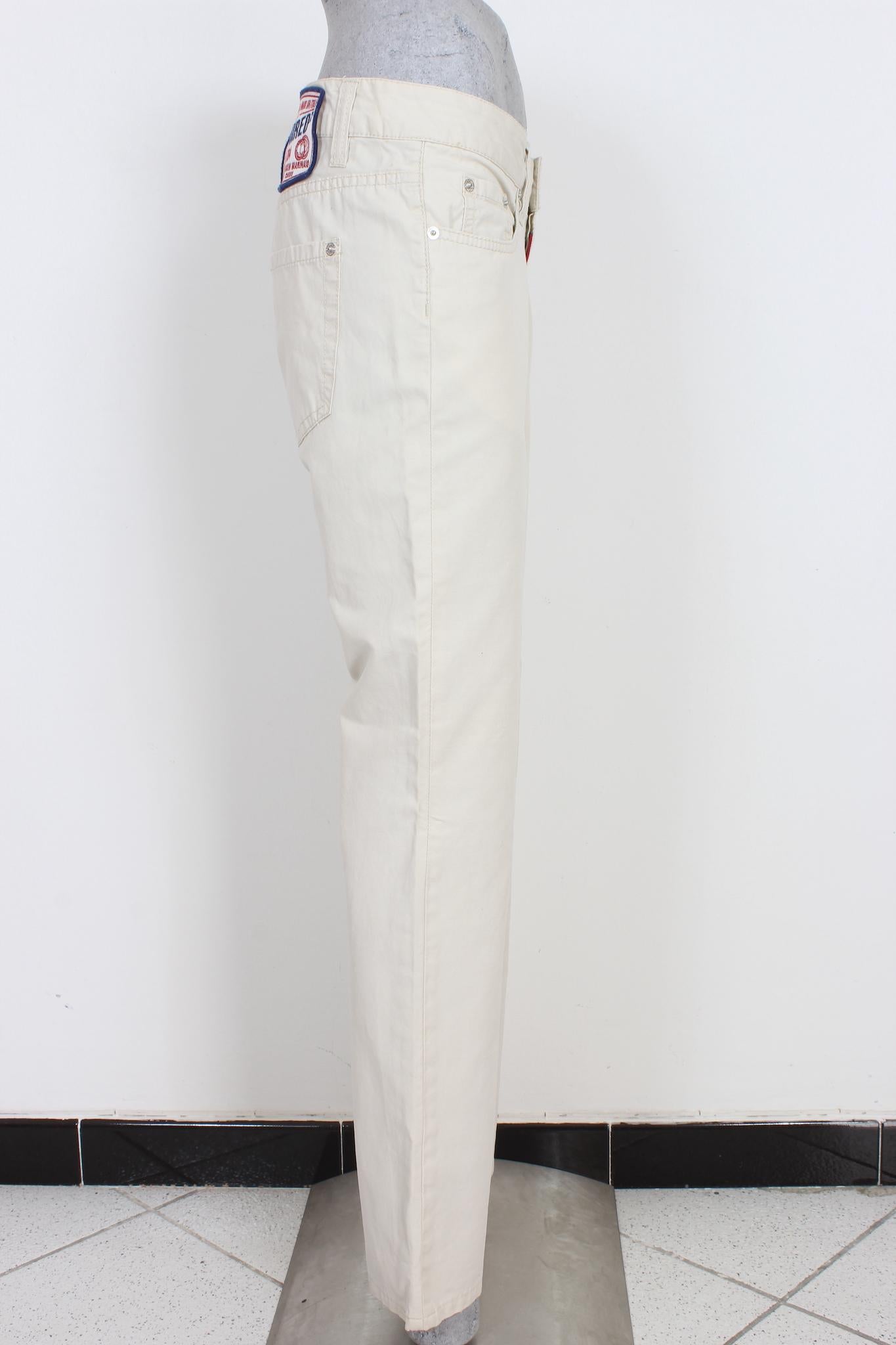 Dsquared Beige Cotton Straight Trousers 2000s In Excellent Condition For Sale In Brindisi, Bt
