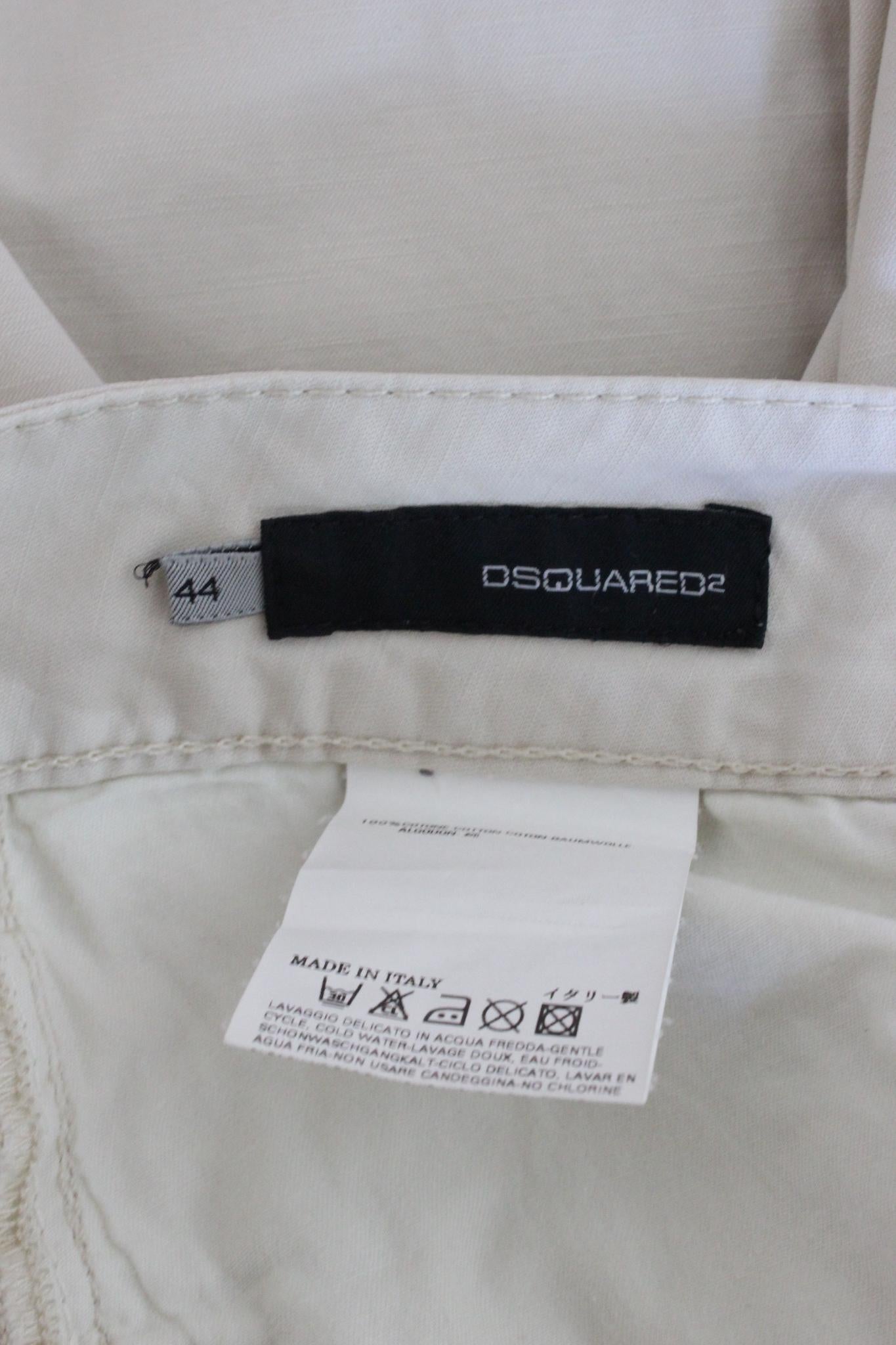 Dsquared Beige Cotton Straight Trousers 2000s For Sale 2
