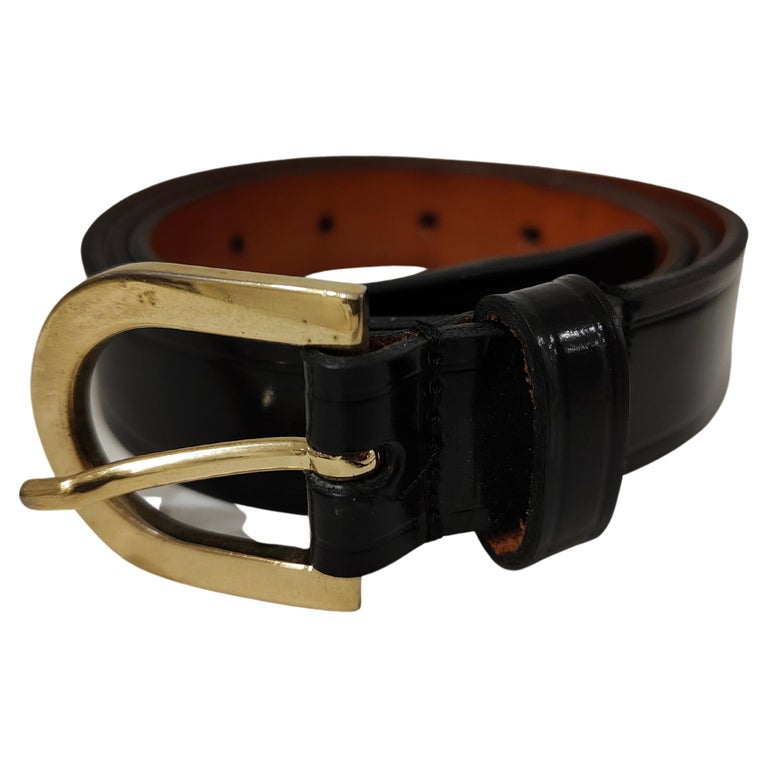 Dsquared black leather gold hardware belt For Sale at 1stDibs