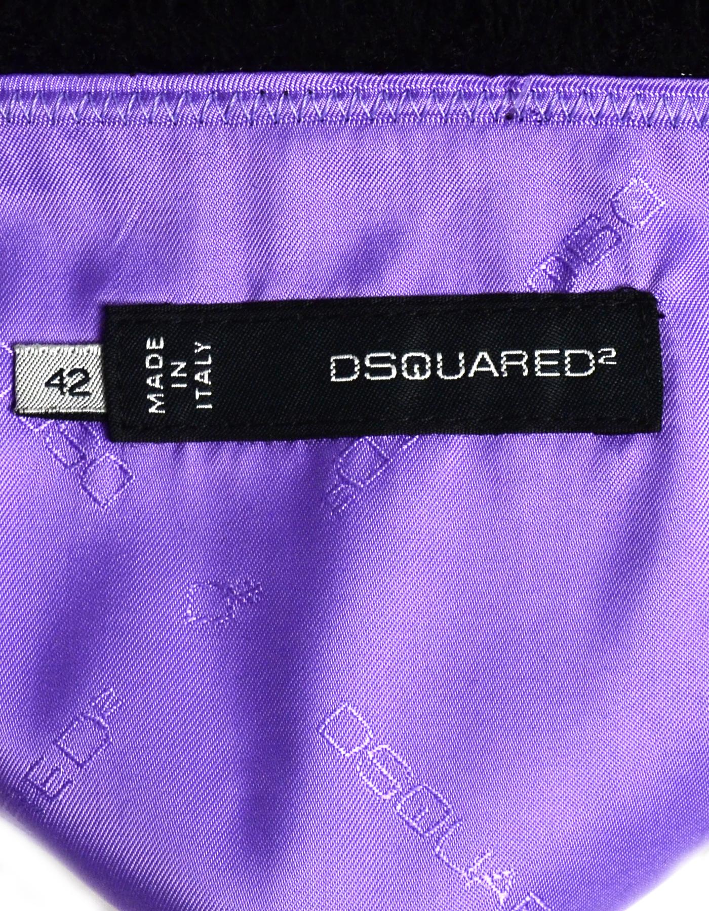 Dsquared Black Tweed Skirt W/ Zippers Sz IT42/US4 In Excellent Condition In New York, NY