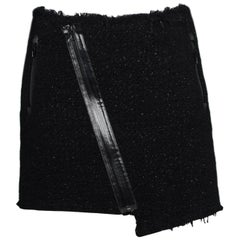 Dsquared Black Tweed Skirt W/ Zippers Sz IT42/US4