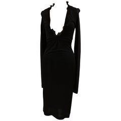 Langes quadratisches schwarzes Kleid aus Viskose