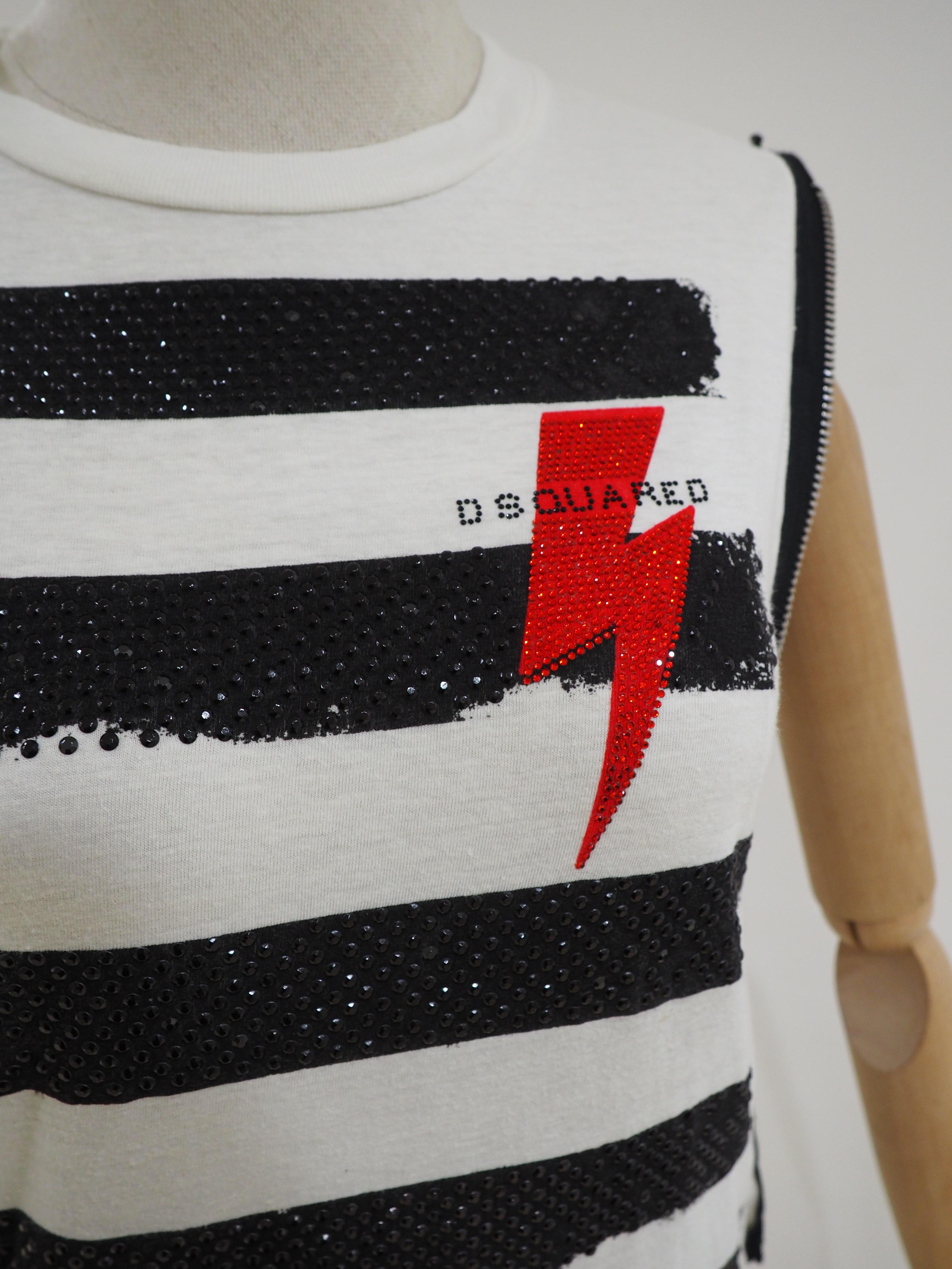 Dsquared black white zip top shirt For Sale 5
