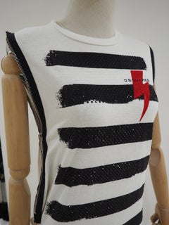 Camisa con cremallera blanca y negra Dsquared2 para mujer, talla M, Contemporáneo