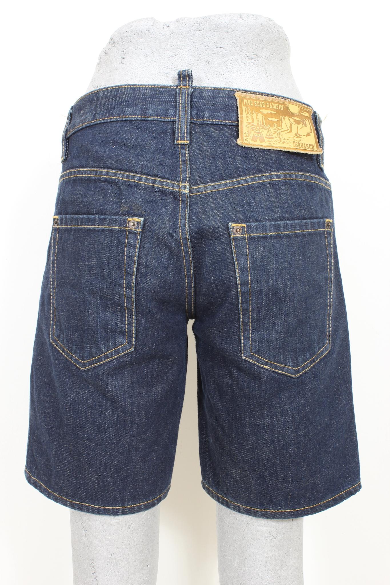 Women's Dsquared Blue Cotton Short Denim Trousers 2000s For Sale