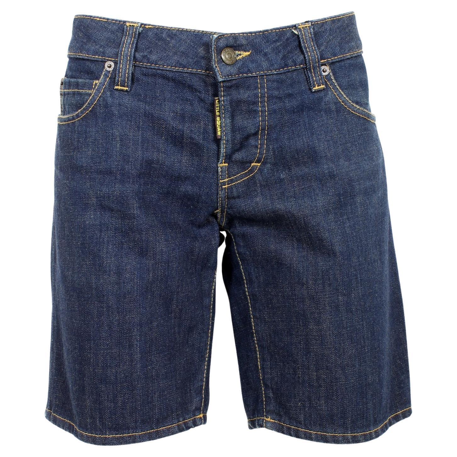 Dsquared Bleu Pantalon court en coton Denim 2000s en vente