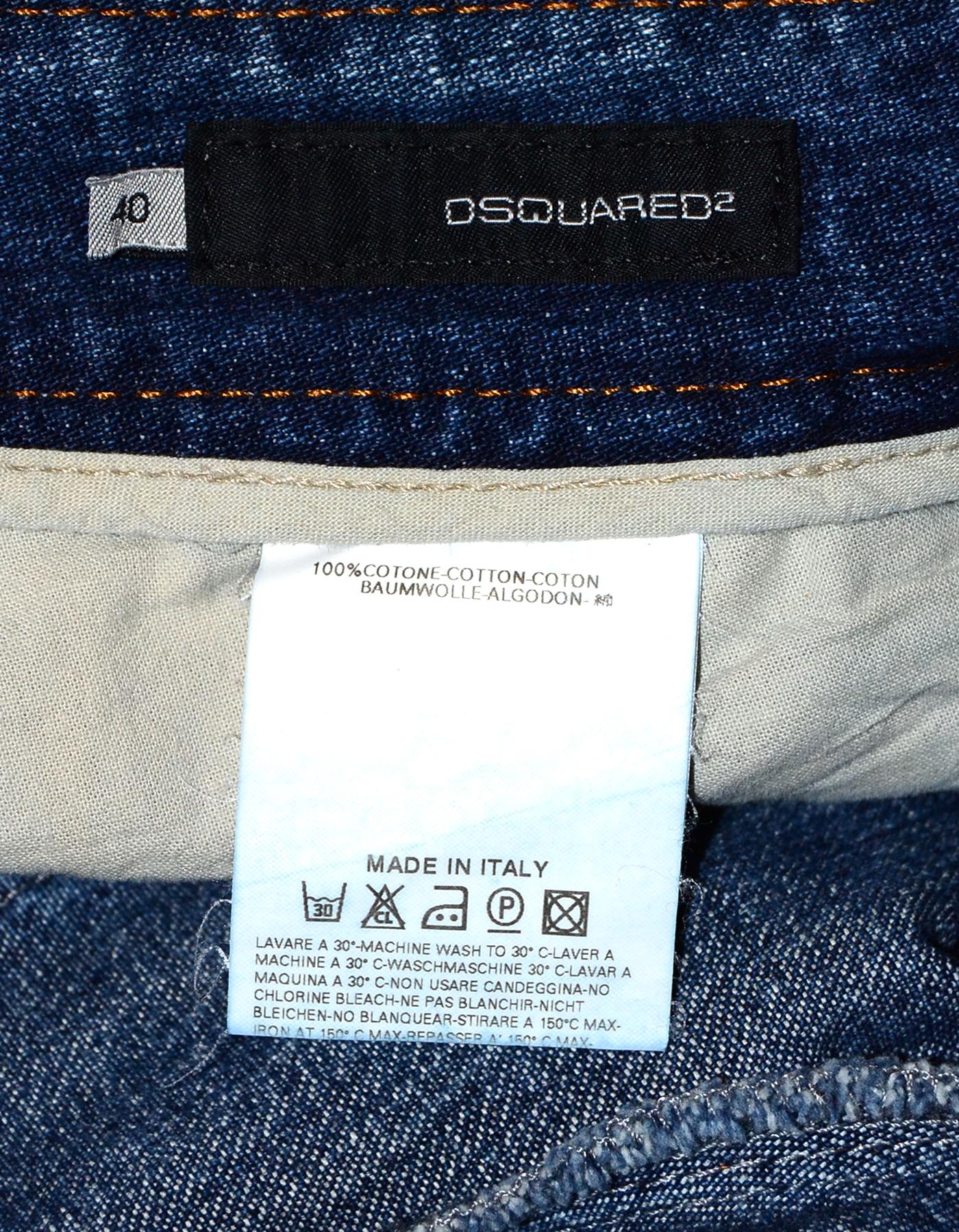 DSquared Blue Denim Jeans W/ Embroidery NWT Sz 40 In New Condition In New York, NY