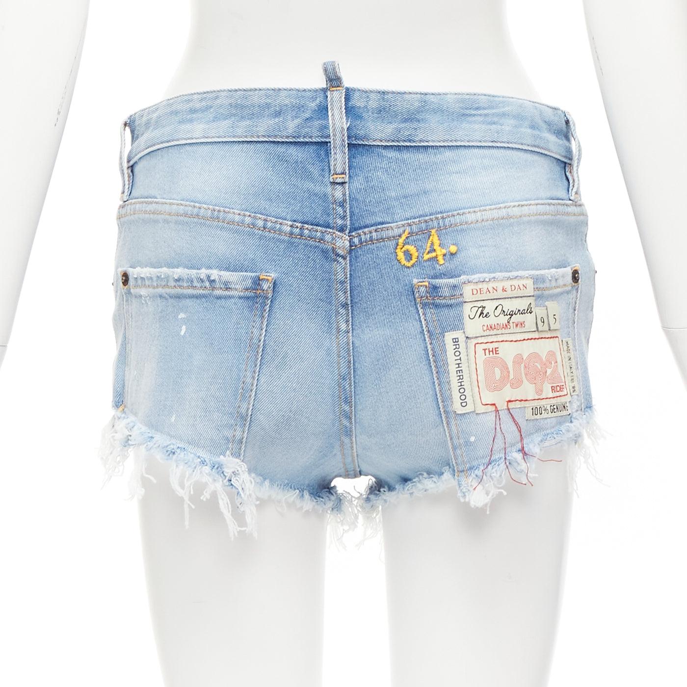 Bleu DSQUARED Bottines découpées délavées et effilochées avec logo bleu dégradé taille IT 38 XS en vente