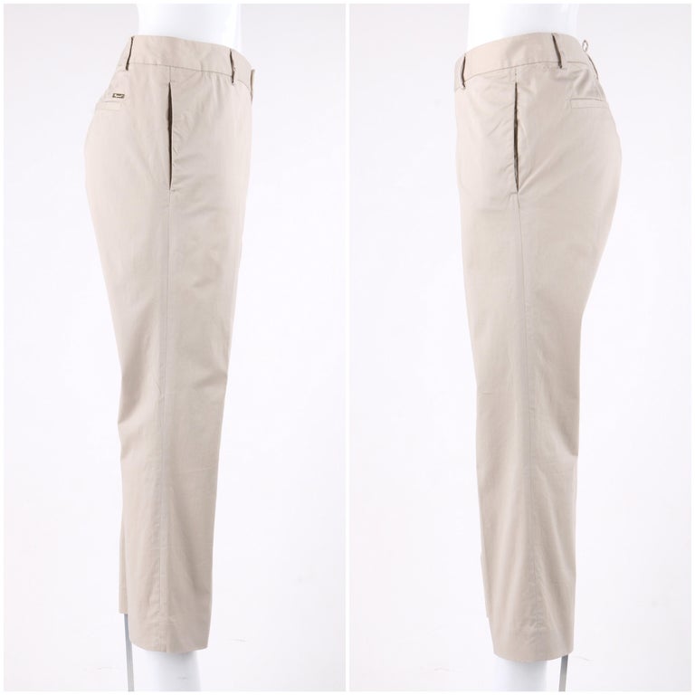 DSQUARED c.2014 Beige Khaki Blazer Jacket Cropped Ankle Trouser Pant Suit Set For Sale 2
