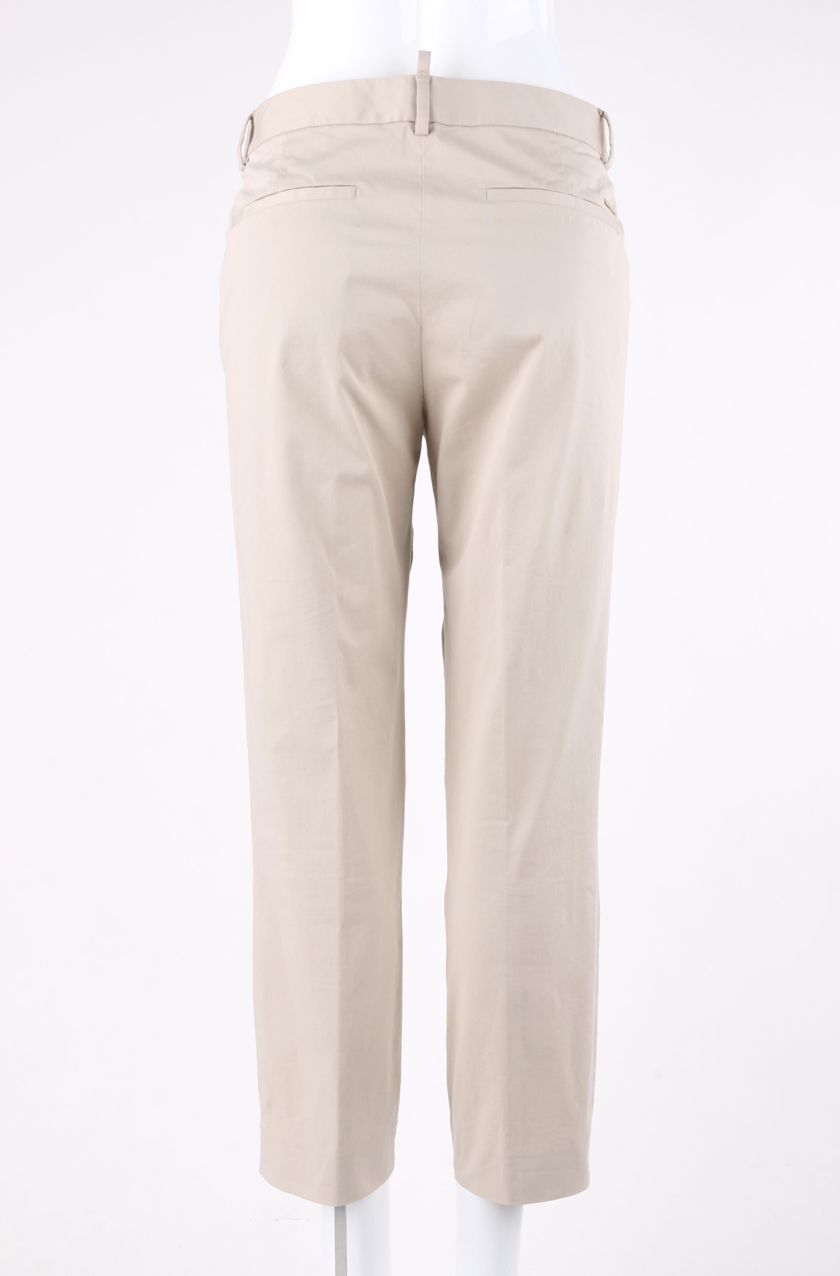 Women's DSQUARED c.2014 Beige Khaki Blazer Jacket Cropped Ankle Trouser Pant Suit Set