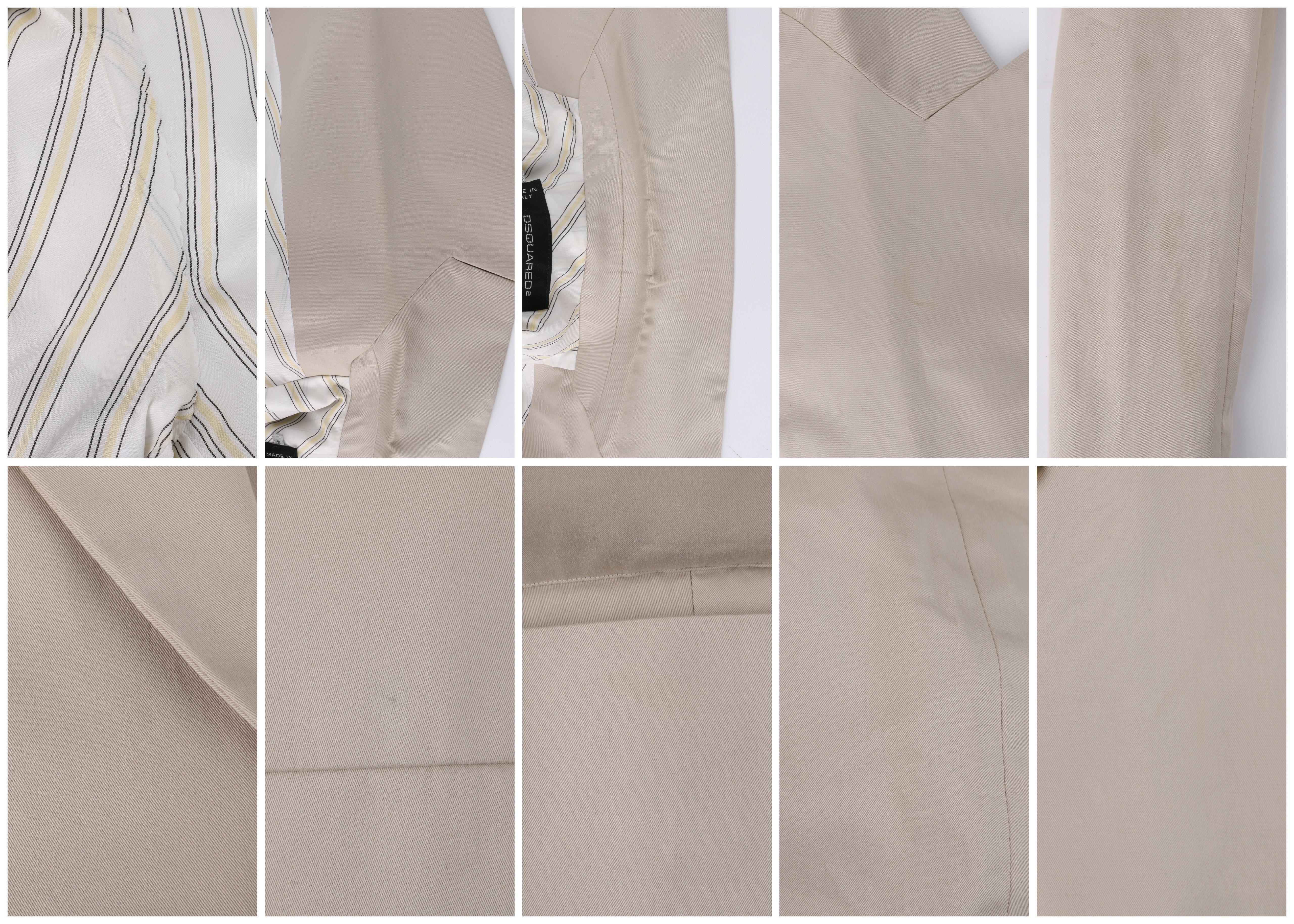 DSQUARED c.2014 Beige Khaki Blazer Jacket Cropped Ankle Trouser Pant Suit Set 2